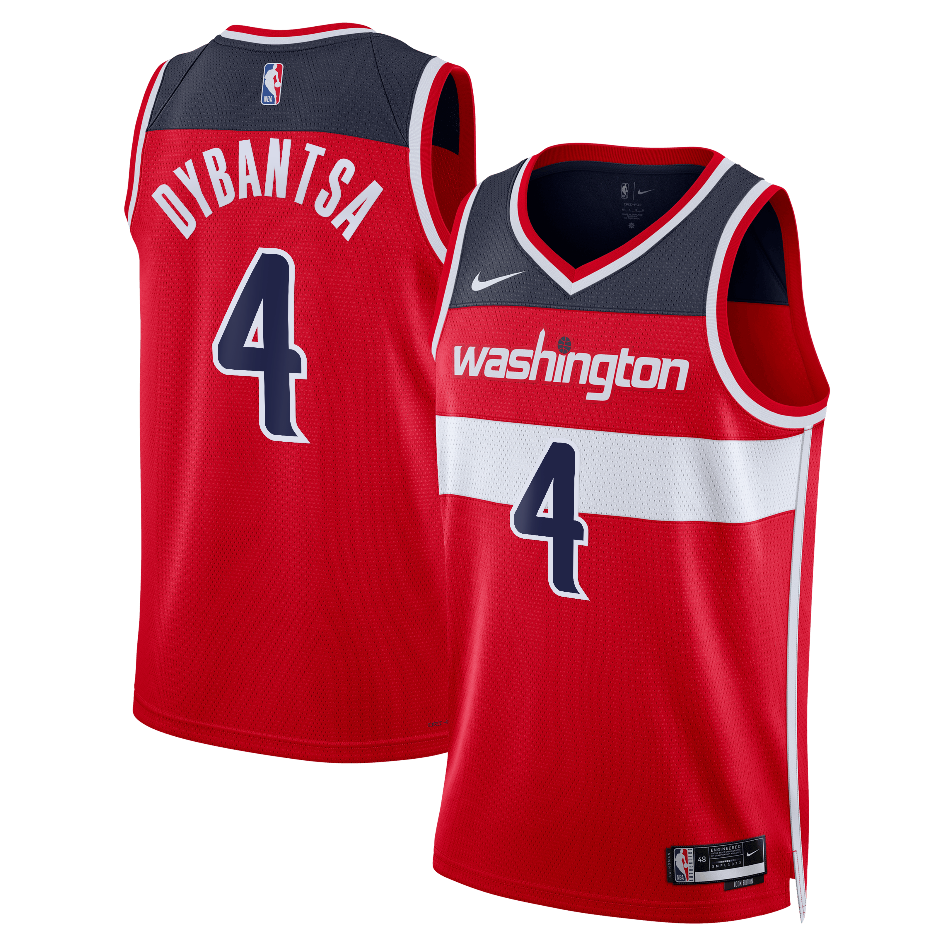 Washington Wizards Nike Icon Swingman Jersey - Red - AJ Dybantsa - Unisex NBA Team Jersey Basketball Fan Apparel