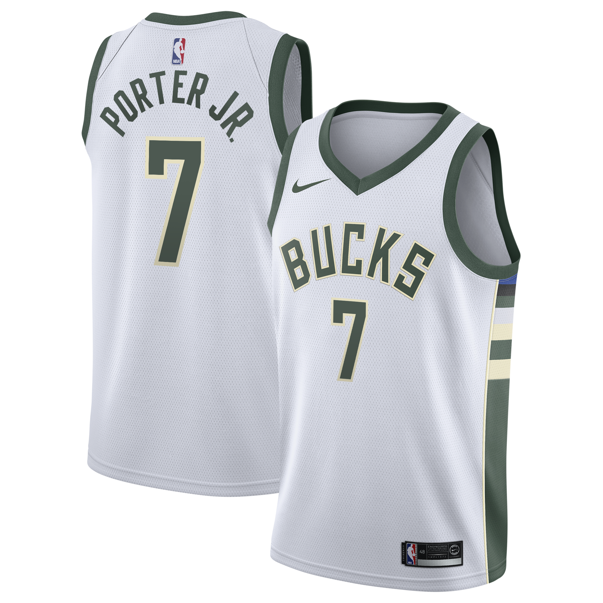 Milwaukee Bucks Nike Association Edition Swingman Jersey - White - Kevin Porter Jr. - Youth NBA Team Jersey Basketball Fan Apparel