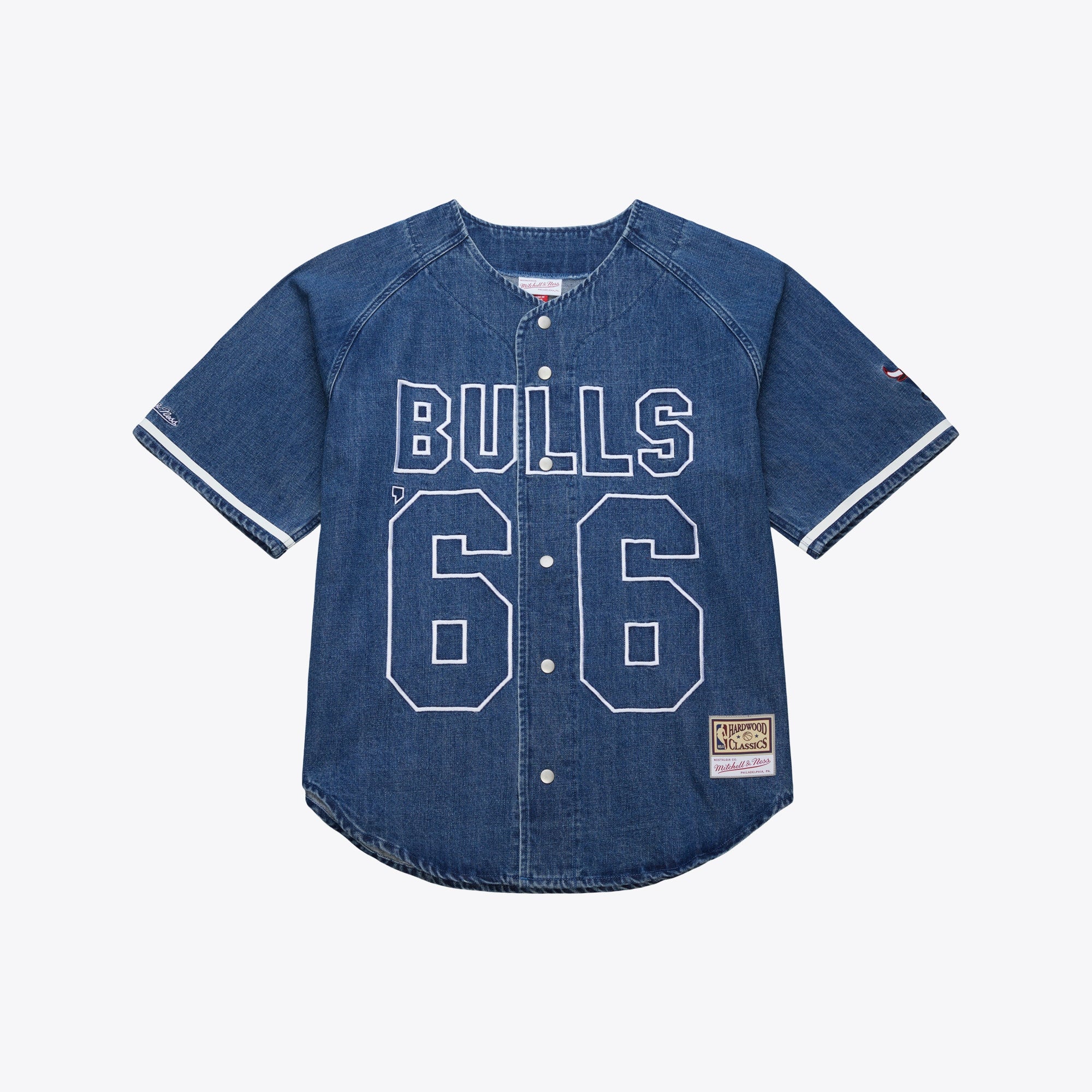 Chicago Bulls Mitchell & Ness Summer Breeze Baseball Jersey - Blue - Men's NBA Team Jersey Basketball Fan Apparel