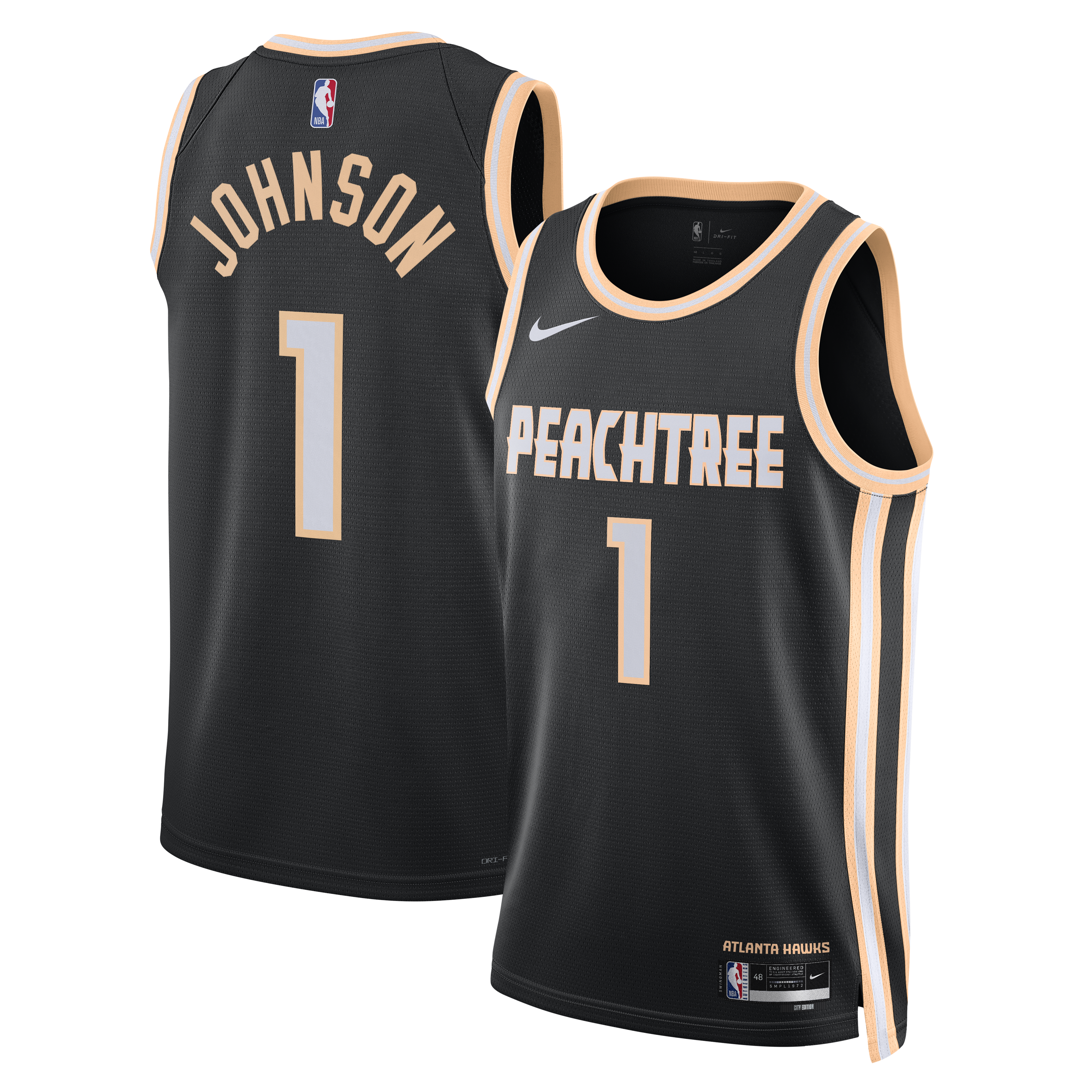 Nike Atlanta Hawks 2025/26 Nike City Edition Swingman Jersey - Black - Jalen Johnson - Unisex NBA Team Jersey Basketball Fan Apparel