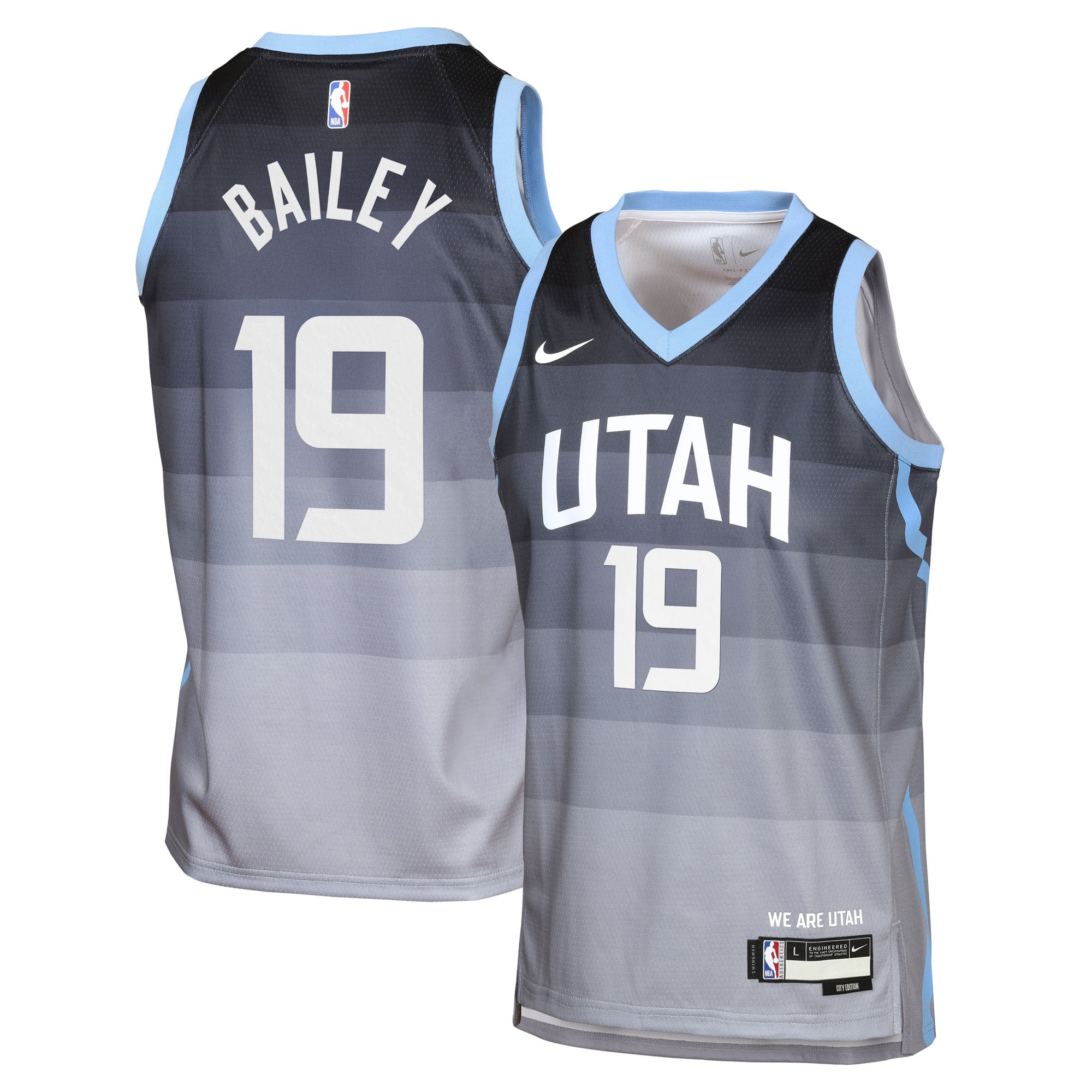 Utah Jazz Nike 2025/26 City Edition Swingman Jersey - Gray - Ace Bailey - Youth NBA Team Jersey Basketball Fan Apparel