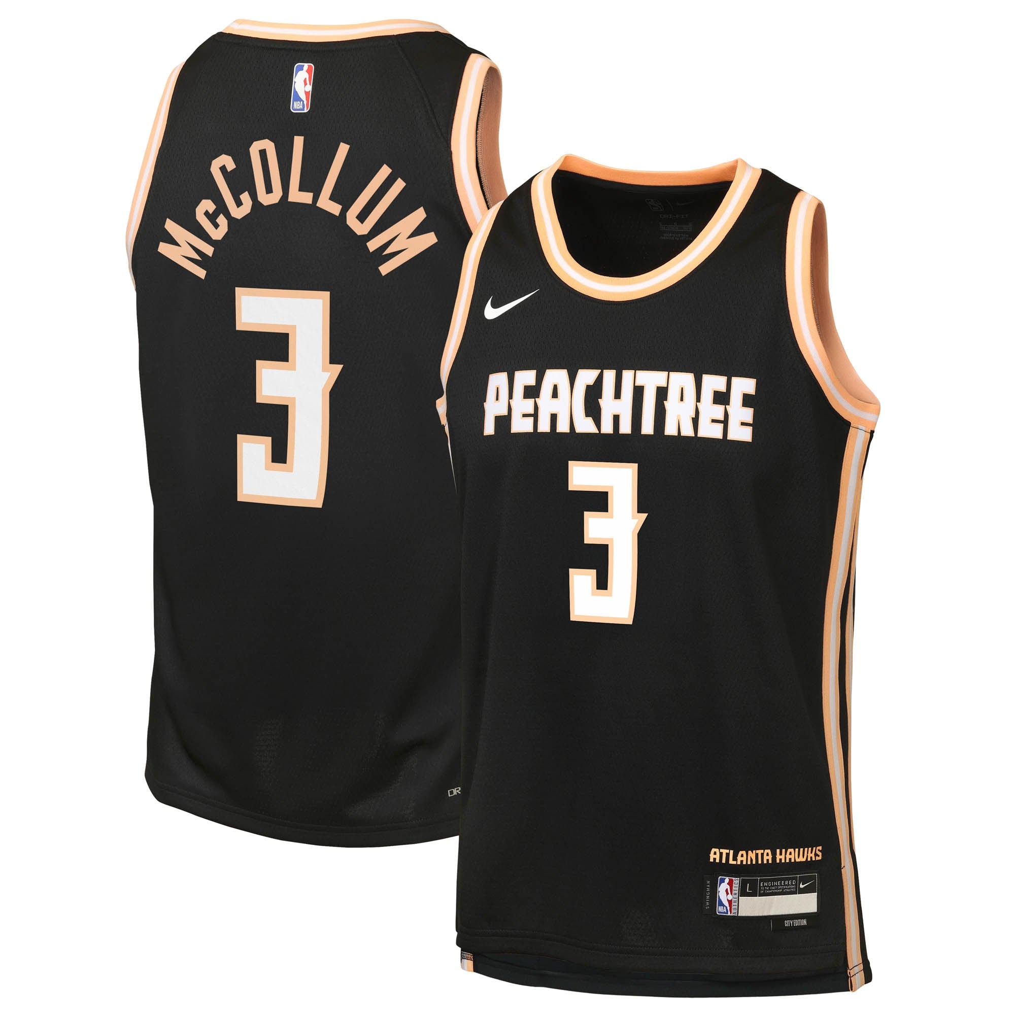 Nike Atlanta Hawks 2025/26 Nike City Edition Swingman Jersey - Black - CJ McCollum - Youth NBA Team Jersey Basketball Fan Apparel