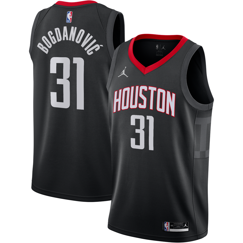 Houston Rockets Jordan Brand Statement Edition Swingman Jersey - Black - Bogdan Bogdanović - Youth NBA Team Jersey Basketball Fan Apparel