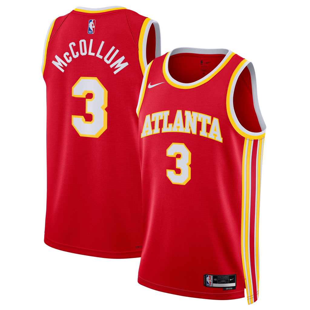 Atlanta Hawks Nike Icon Edition Swingman Jersey - Red - CJ McCollum - Unisex NBA Team Jersey Basketball Fan Apparel
