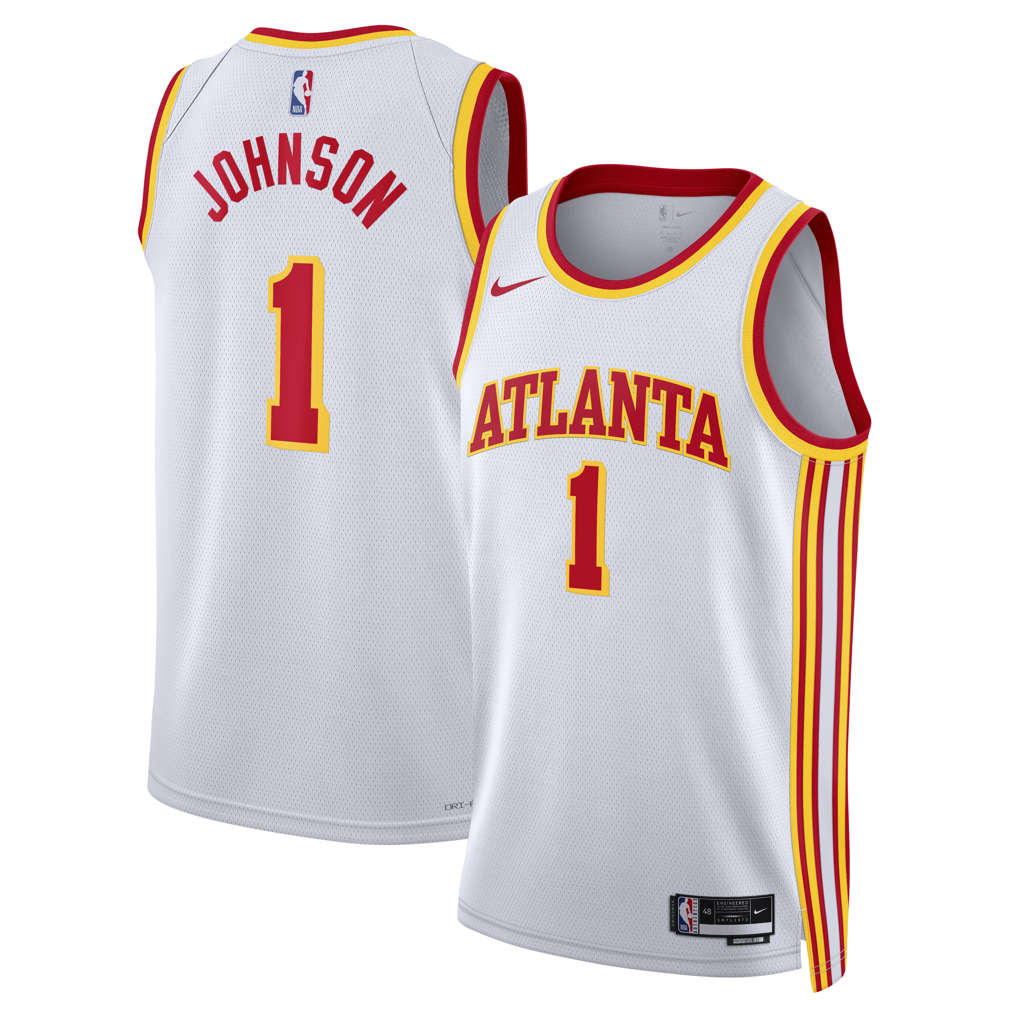 Atlanta Hawks Nike Association Edition Swingman Jersey - White - Jalen Johnson - Unisex NBA Team Jersey Basketball Fan Apparel