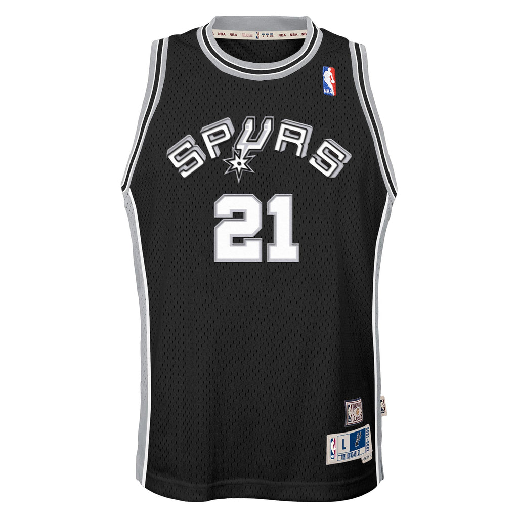 San Antonio Spurs Tim Duncan 1998-99 Hardwood Classics Road Swingman Jersey - Black - Youth NBA Team Jersey Basketball Fan Apparel