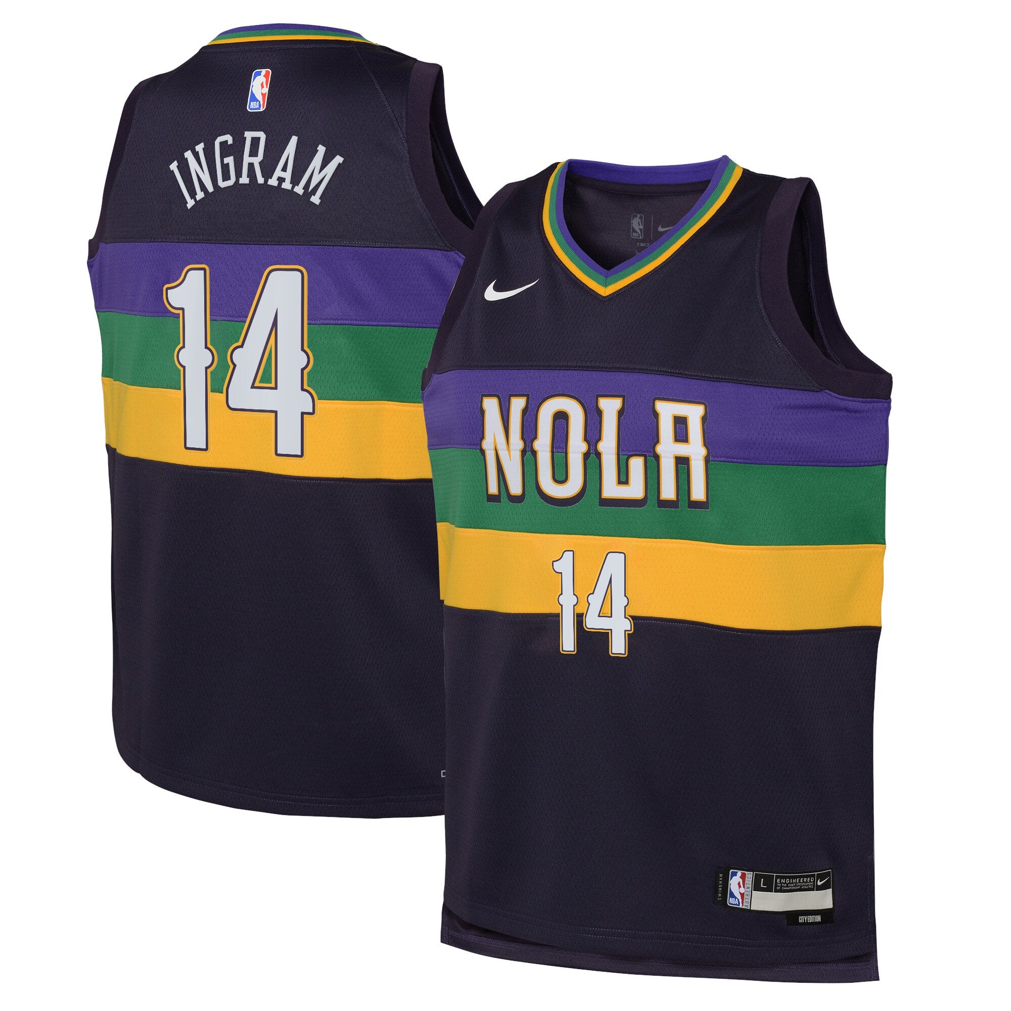 New Orleans Pelicans Nike City Edition Swingman Jersey 22 - Purple - Brandon Ingram - Youth NBA Team Jersey Basketball Fan Apparel