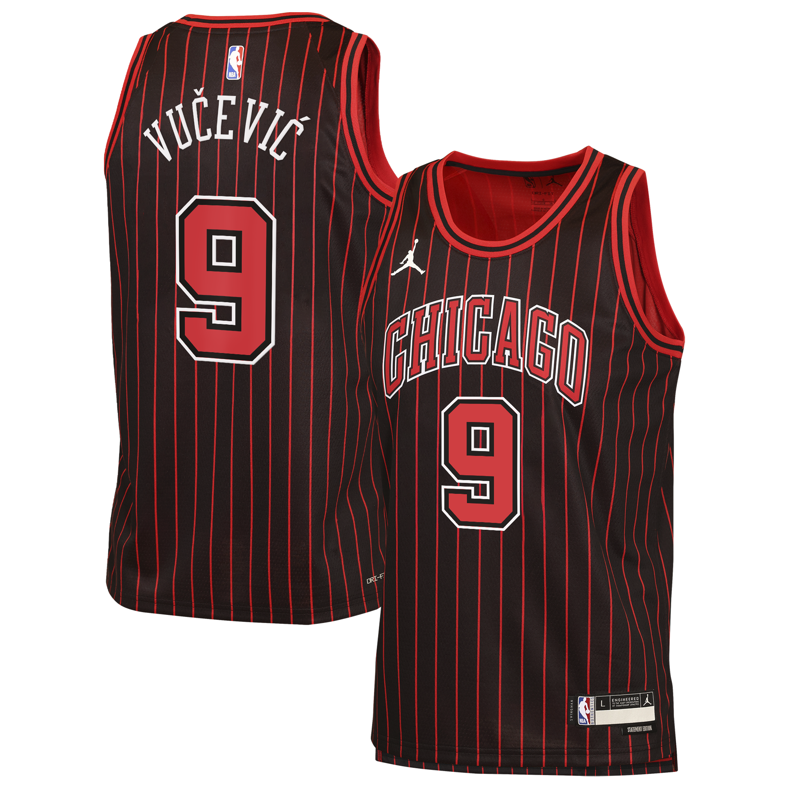 Chicago Bulls Jordan Brand Statement Edition Jersey - Black - Nikola Vučević - Youth NBA Team Jersey Basketball Fan Apparel