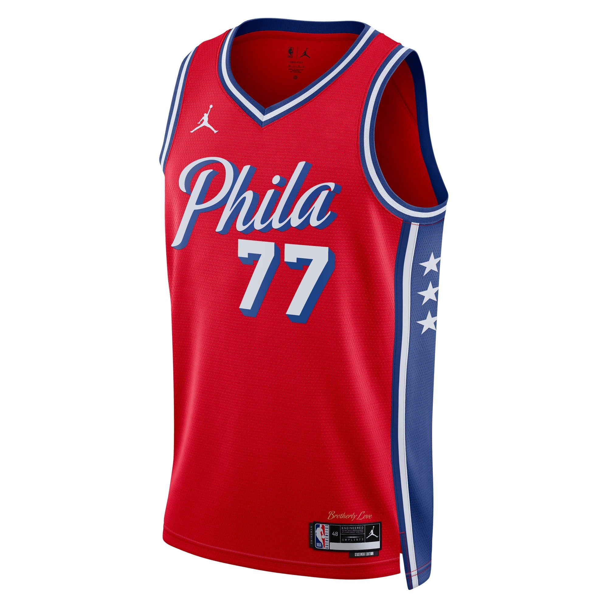 Philadelphia 76ers Jordan Brand Statement Edition Swingman Jersey - Red - VJ Edgecombe - Unisex NBA Team Jersey Basketball Fan Apparel