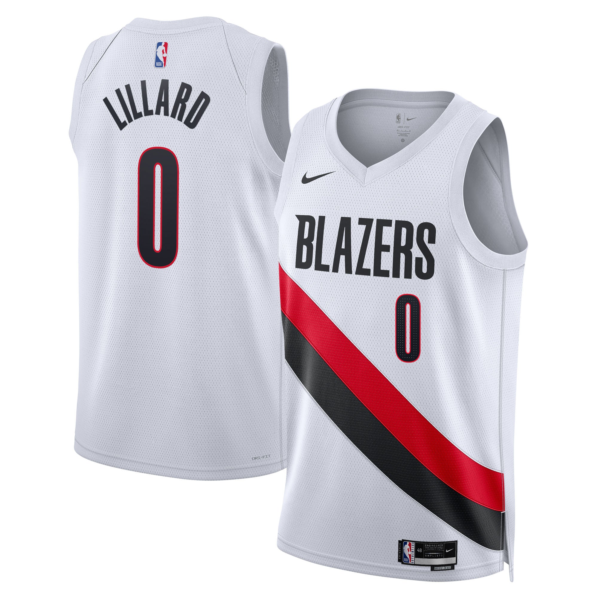 Portland Trail Blazers Nike Replica Association Edition Swingman Jersey - White - Damian Lillard - Unisex NBA Team Jersey Basketball Fan Apparel