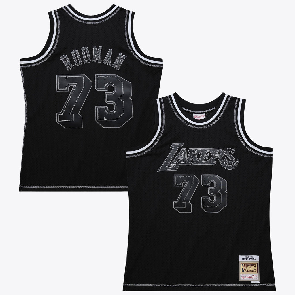 Los Angeles Lakers Mitchell & Ness Dennis Rodman 1998 Contrast 2K Swingman Jersey - Black NBA Team Jersey Basketball Fan Apparel