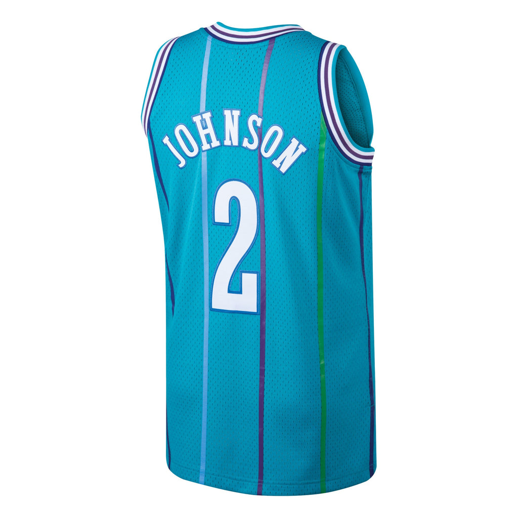 Charlotte Hornets Mitchell & Ness Larry Johnson 1992-93 Hardwood Classics Swingman Jersey - Teal - Men's NBA Team Jersey Basketball Fan Apparel