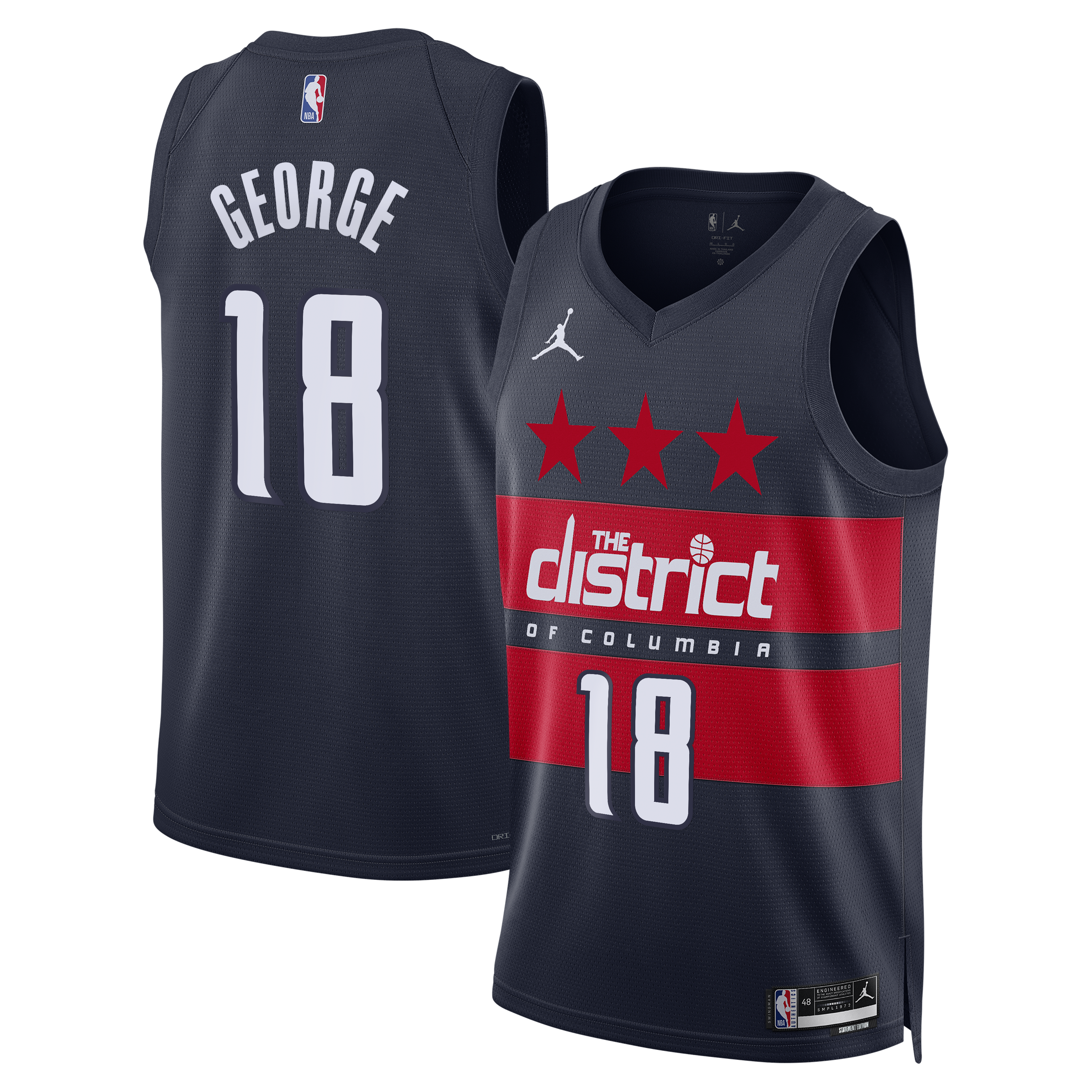 Washington Wizards Jordan Brand Statement Edition Swingman Jersey - Navy - Kyshawn George - Men's NBA Team Jersey Basketball Fan Apparel