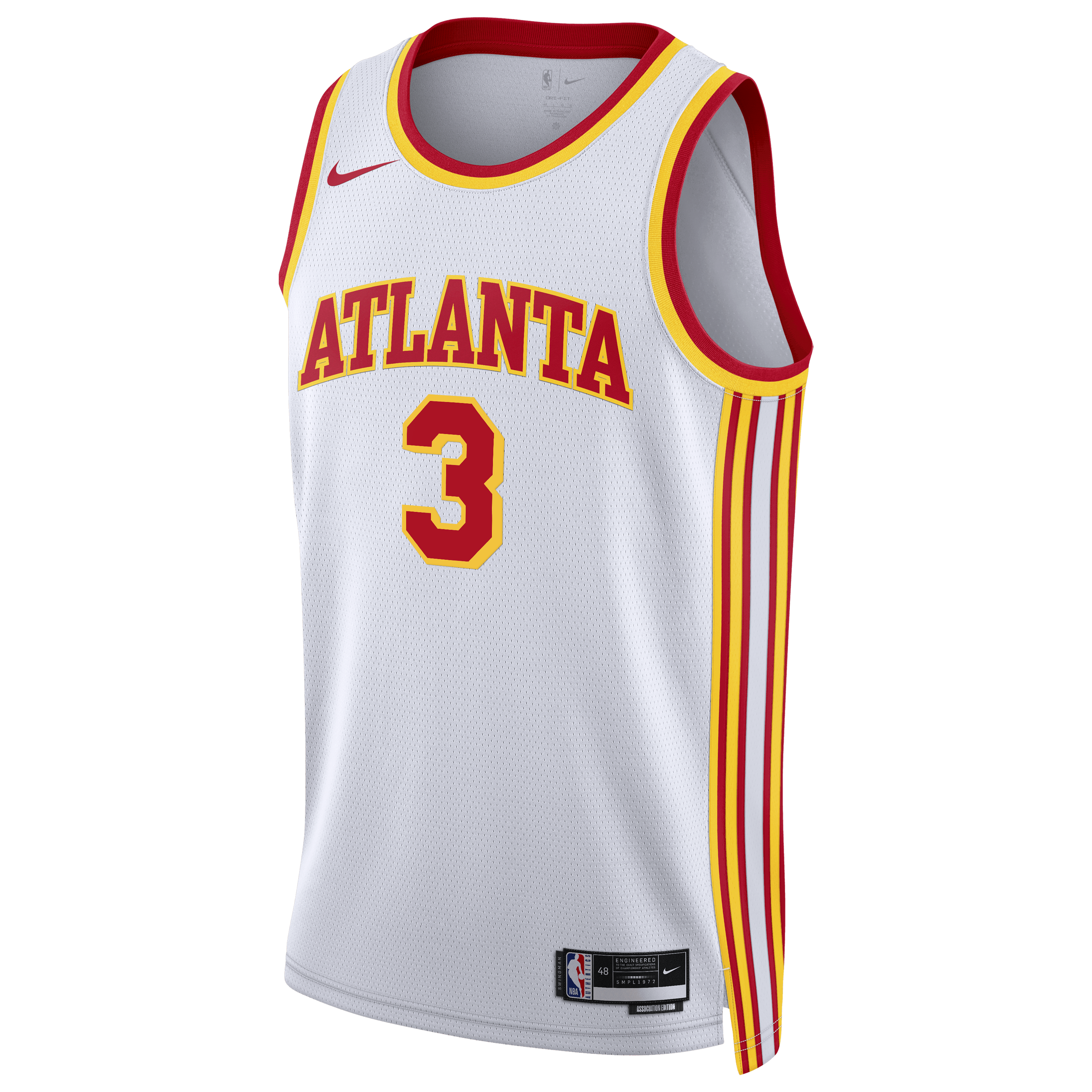 Atlanta Hawks Nike Association Edition Swingman Jersey - White - CJ McCollum - Unisex NBA Team Jersey Basketball Fan Apparel