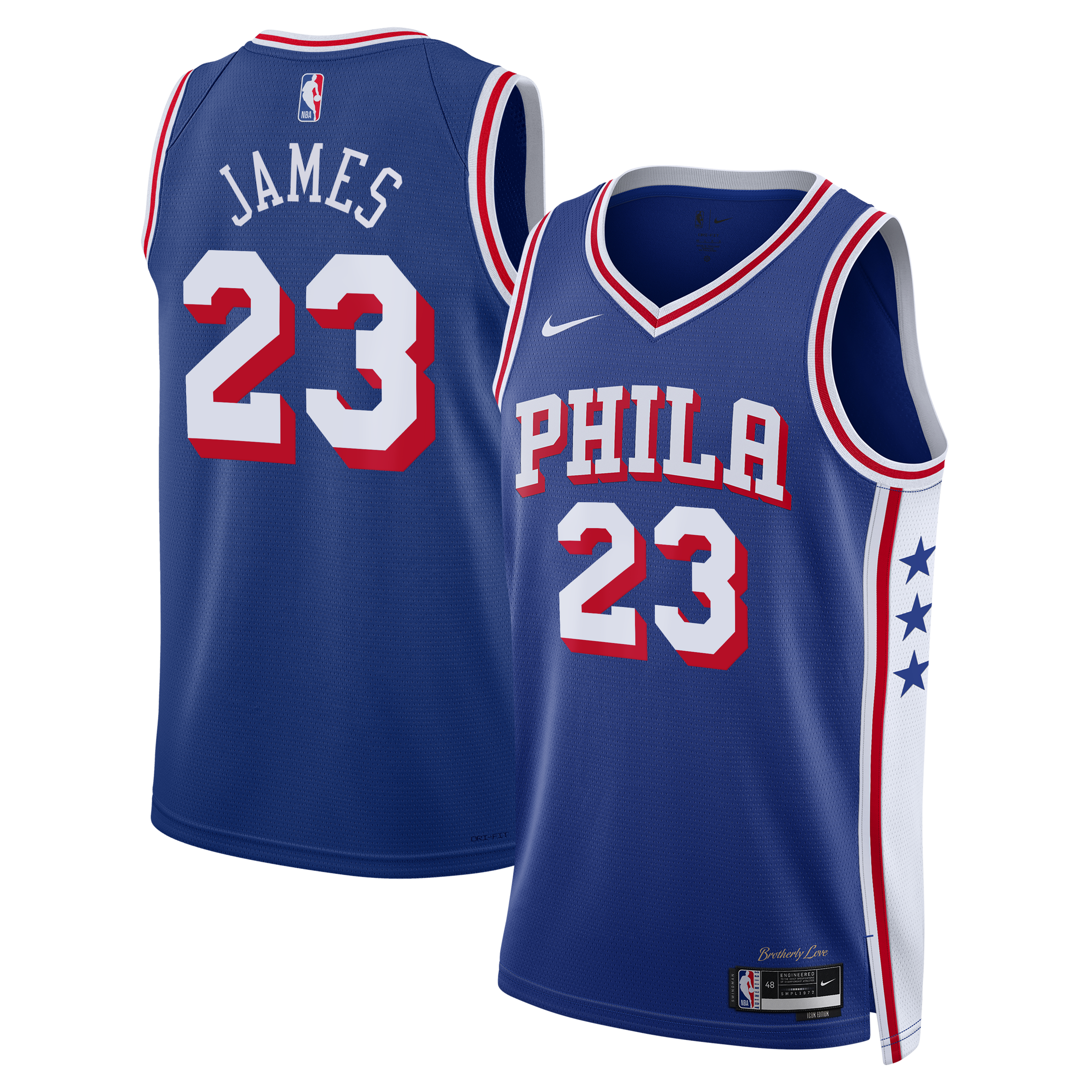 Philadelphia 76ers Nike Icon Edition Swingman Jersey - Royal - LeBron James - Youth NBA Team Jersey Basketball Fan Apparel