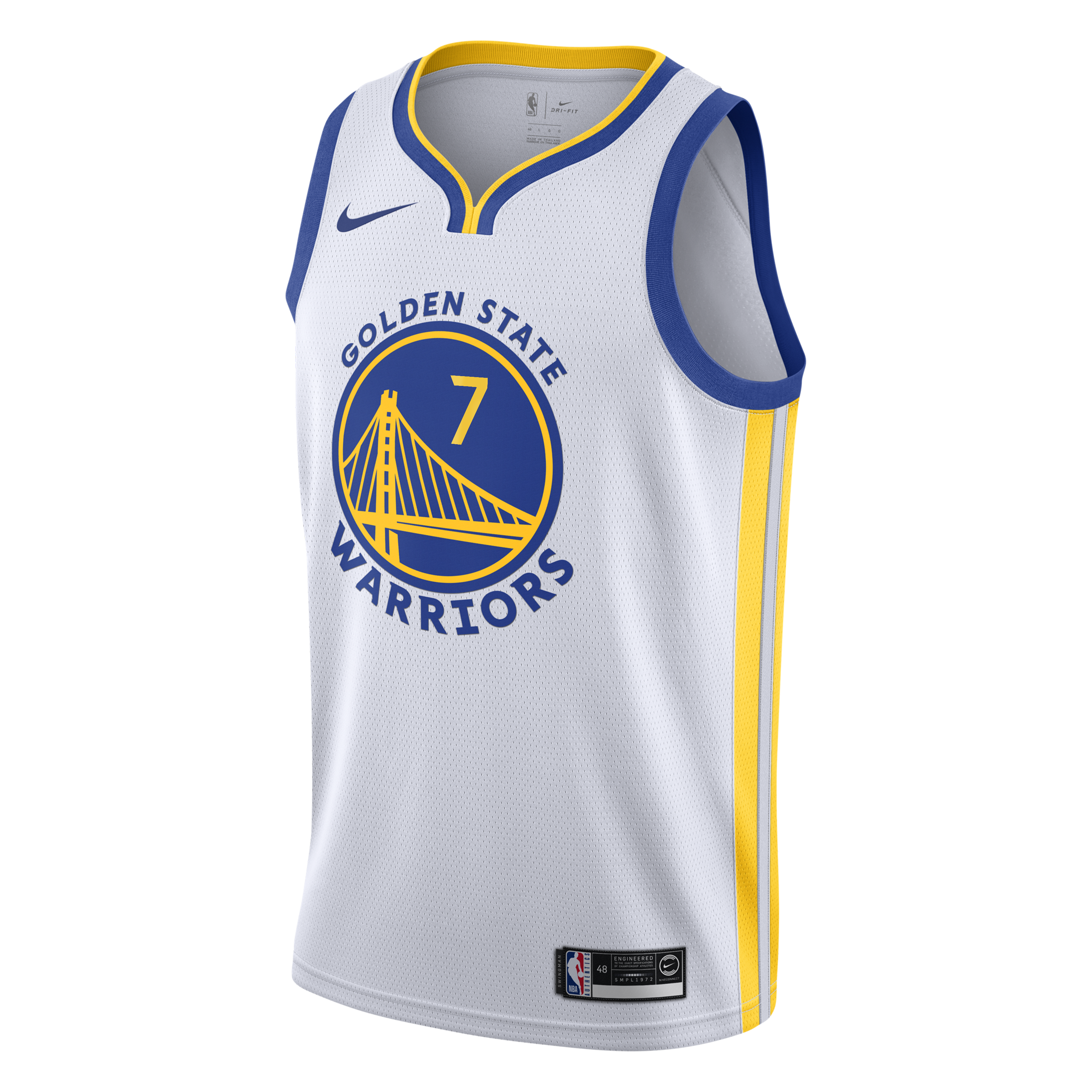 Golden State Warriors Nike Association Edition Swingman Jersey - White - Kristaps Porziņģis - Youth NBA Team Jersey Basketball Fan Apparel