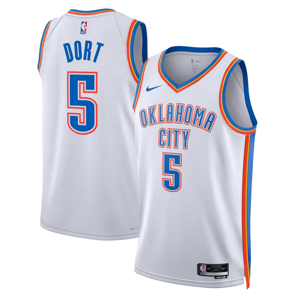 Oklahoma City Thunder Nike Association Edition Swingman Jersey - White - Luguentz Dort - Unisex NBA Team Jersey Basketball Fan Apparel