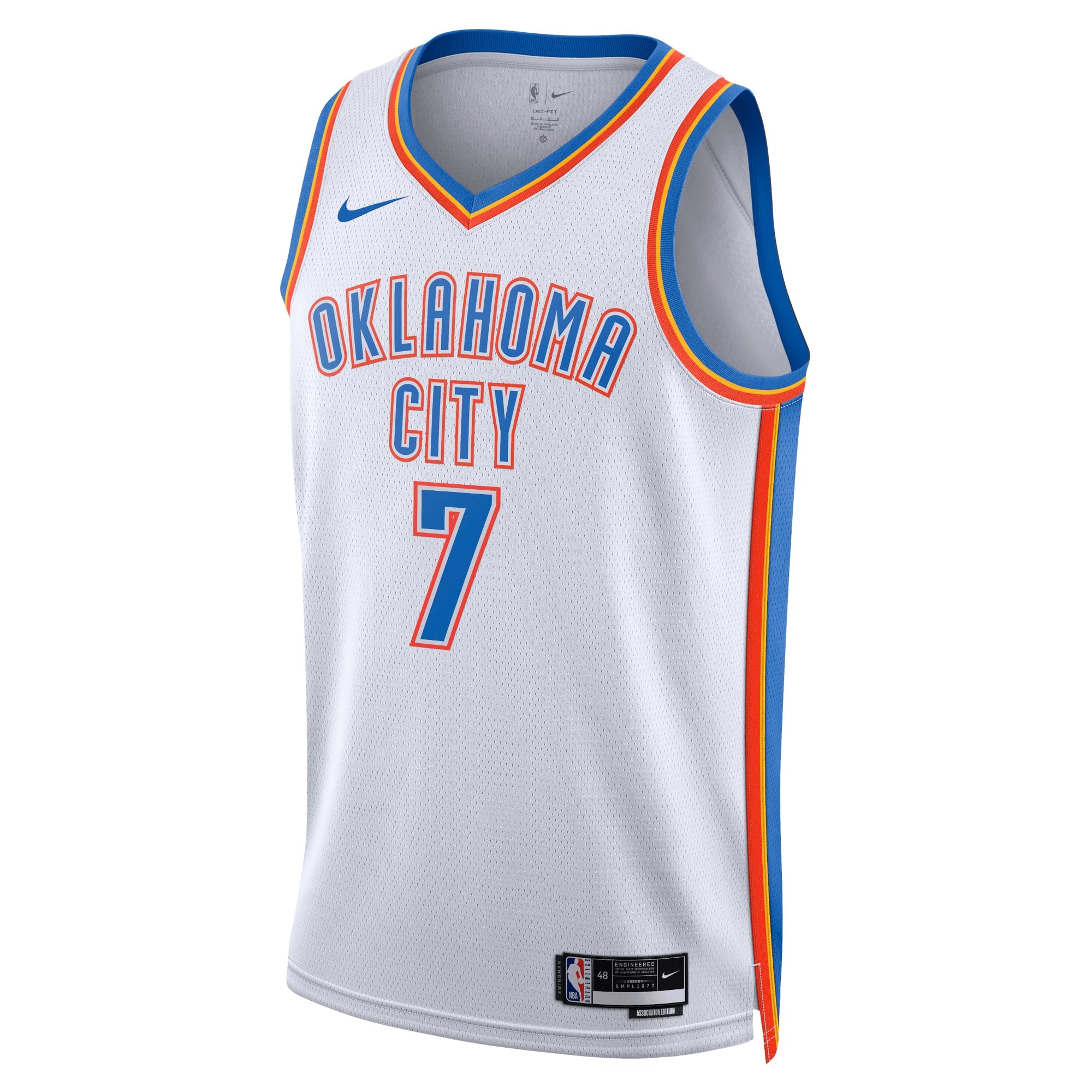 Oklahoma City Thunder Nike Association Edition Swingman Jersey - White - Chet Holmgren - Unisex NBA Team Jersey Basketball Fan Apparel