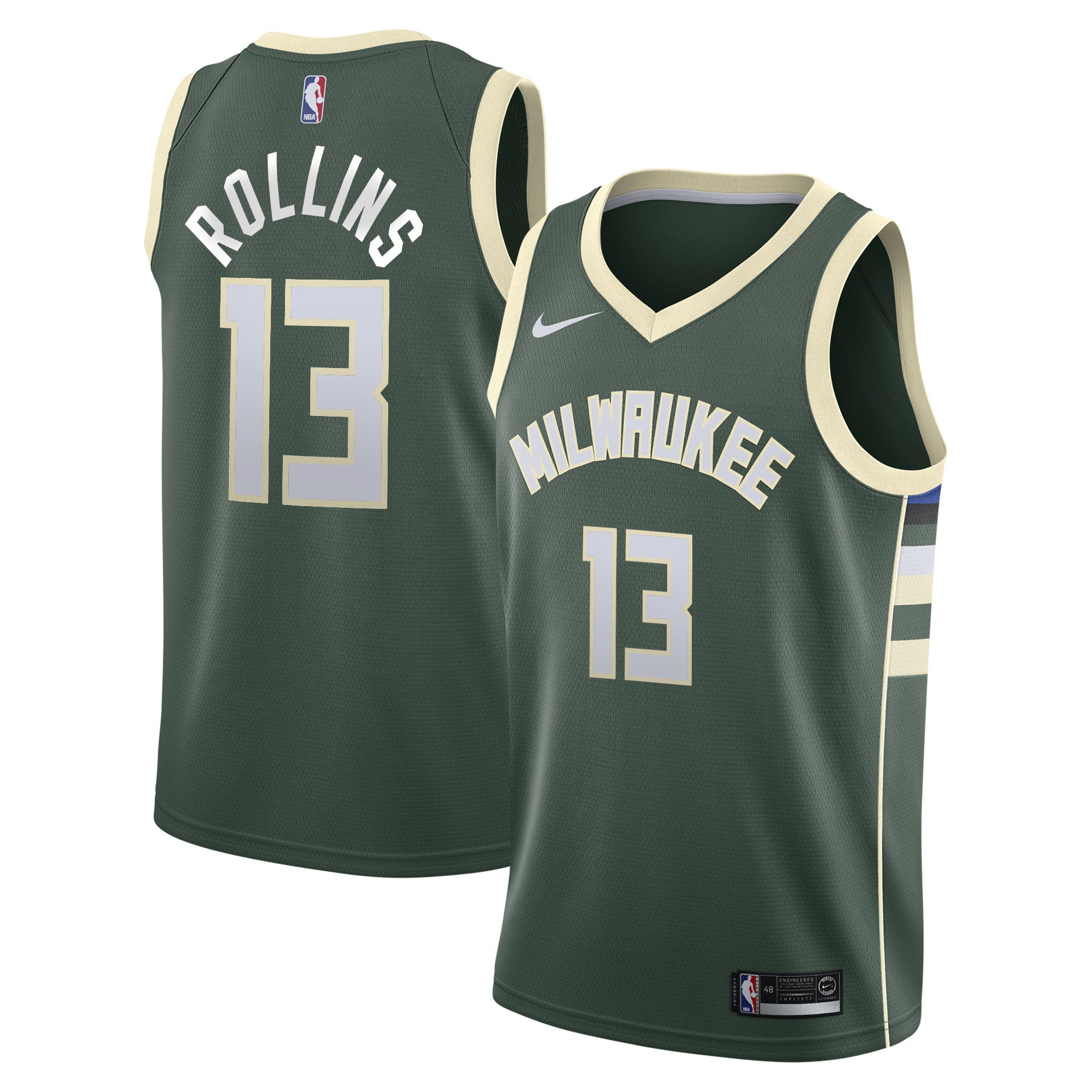 Milwaukee Bucks Nike Icon Edition Swingman Jersey - Hunter Green - Ryan Rollins - Youth NBA Team Jersey Basketball Fan Apparel
