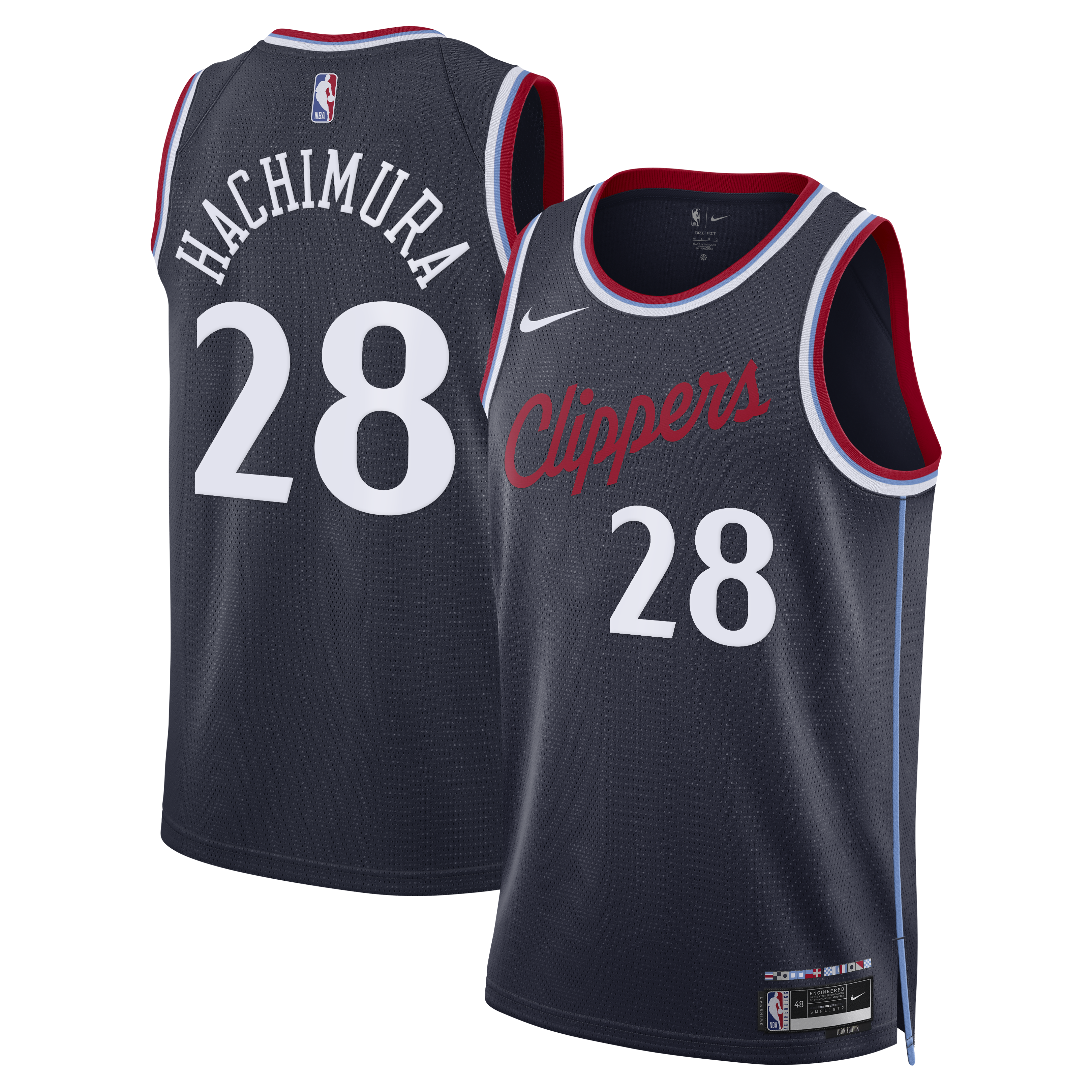 Los Angeles Clippers Nike Replica Icon Edition Swingman Jersey - Navy - Rui Hachimura - Youth NBA Team Jersey Basketball Fan Apparel