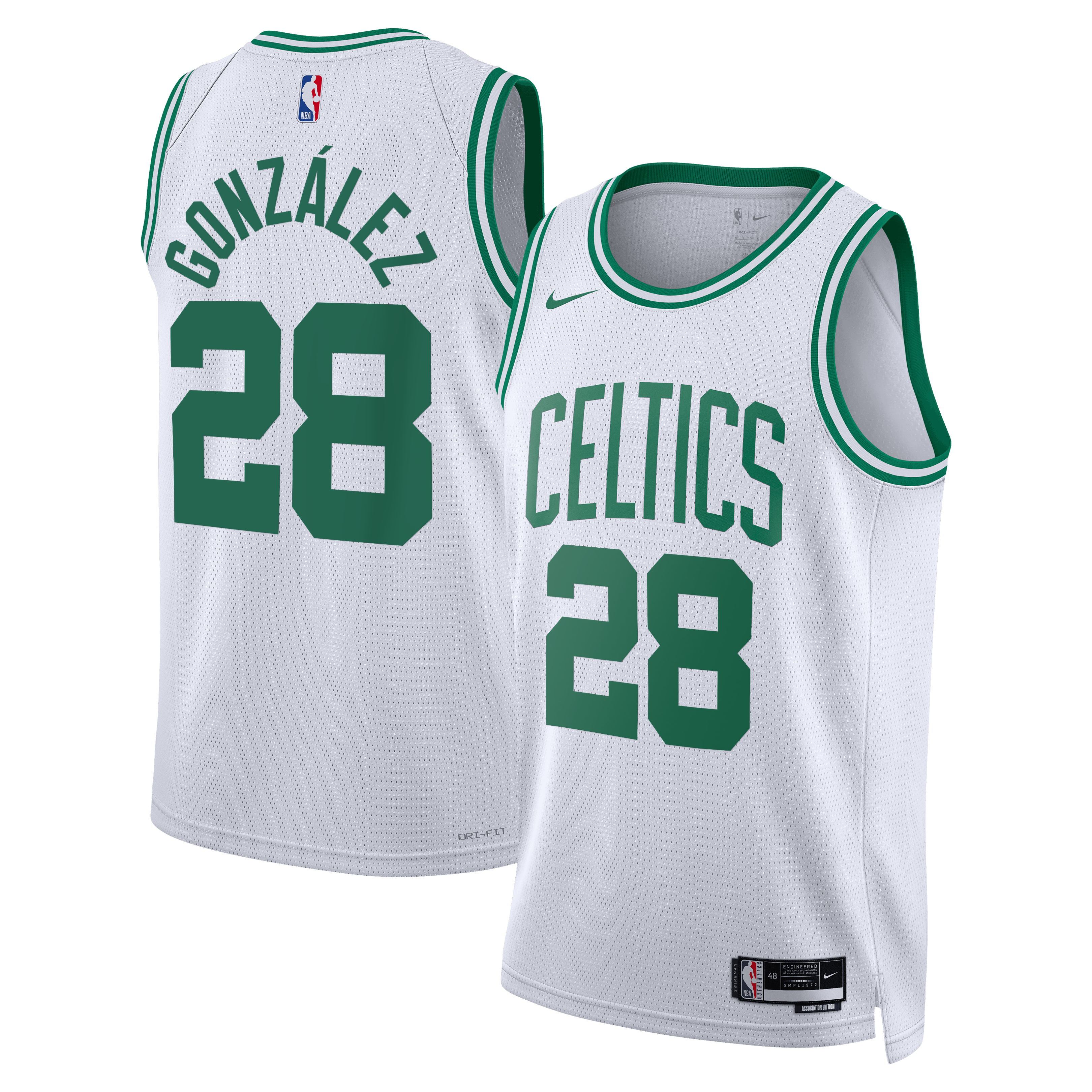 Boston Celtics Nike Association Edition Swingman Jersey - White - Hugo González - Unisex NBA Team Jersey Basketball Fan Apparel