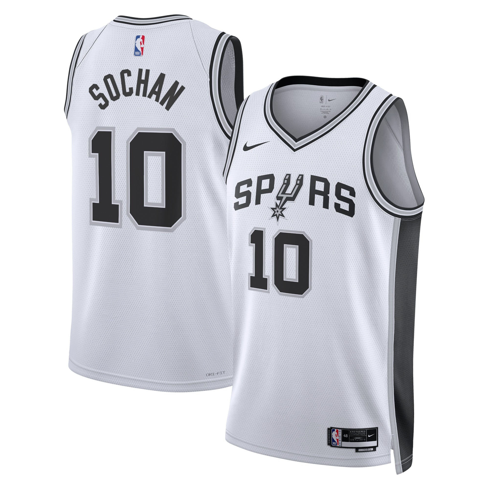 San Antonio Spurs Nike Association Edition Swingman Jersey - White - Jeremy Sochan - Unisex NBA Team Jersey Basketball Fan Apparel
