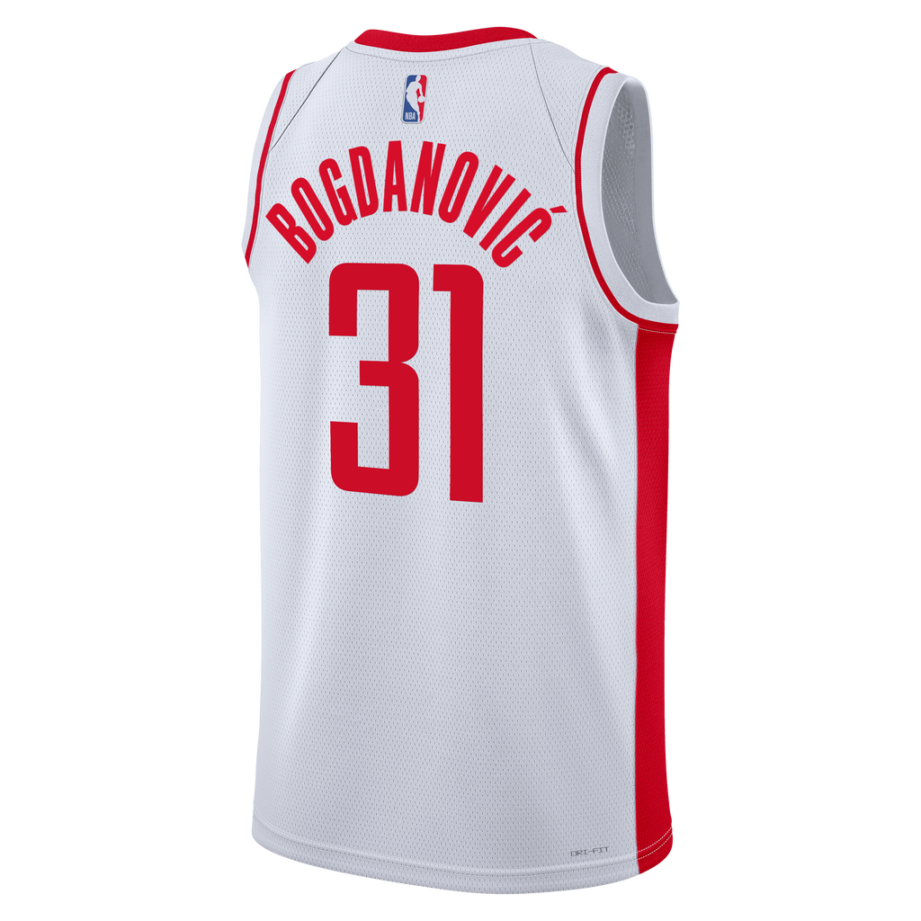 Houston Rockets Nike Association Edition Swingman Jersey - White - Bogdan Bogdanović - Unisex NBA Team Jersey Basketball Fan Apparel