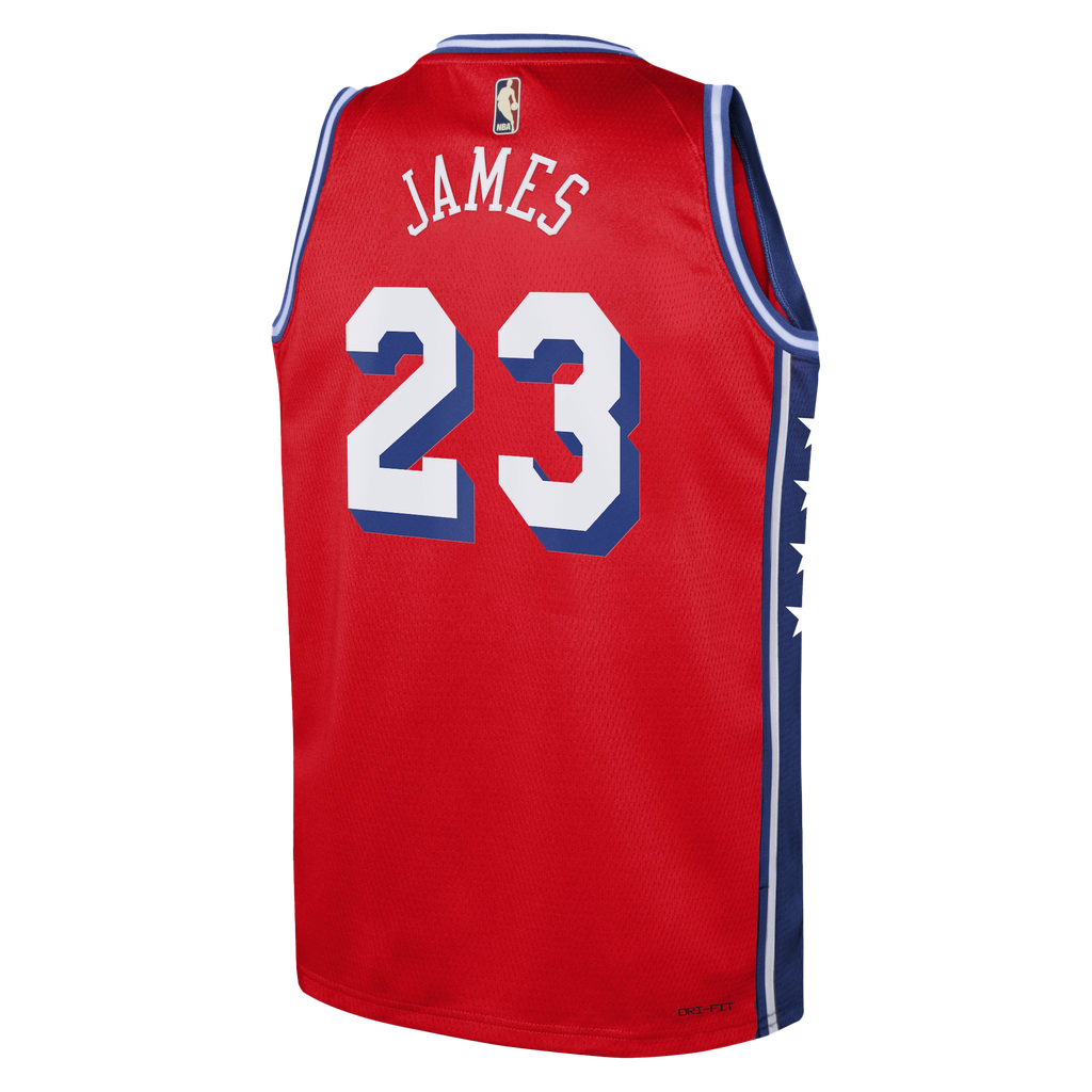 Philadelphia 76ers Jordan Brand Statement Edition Swingman Jersey - Red - LeBron James - Youth NBA Team Jersey Basketball Fan Apparel