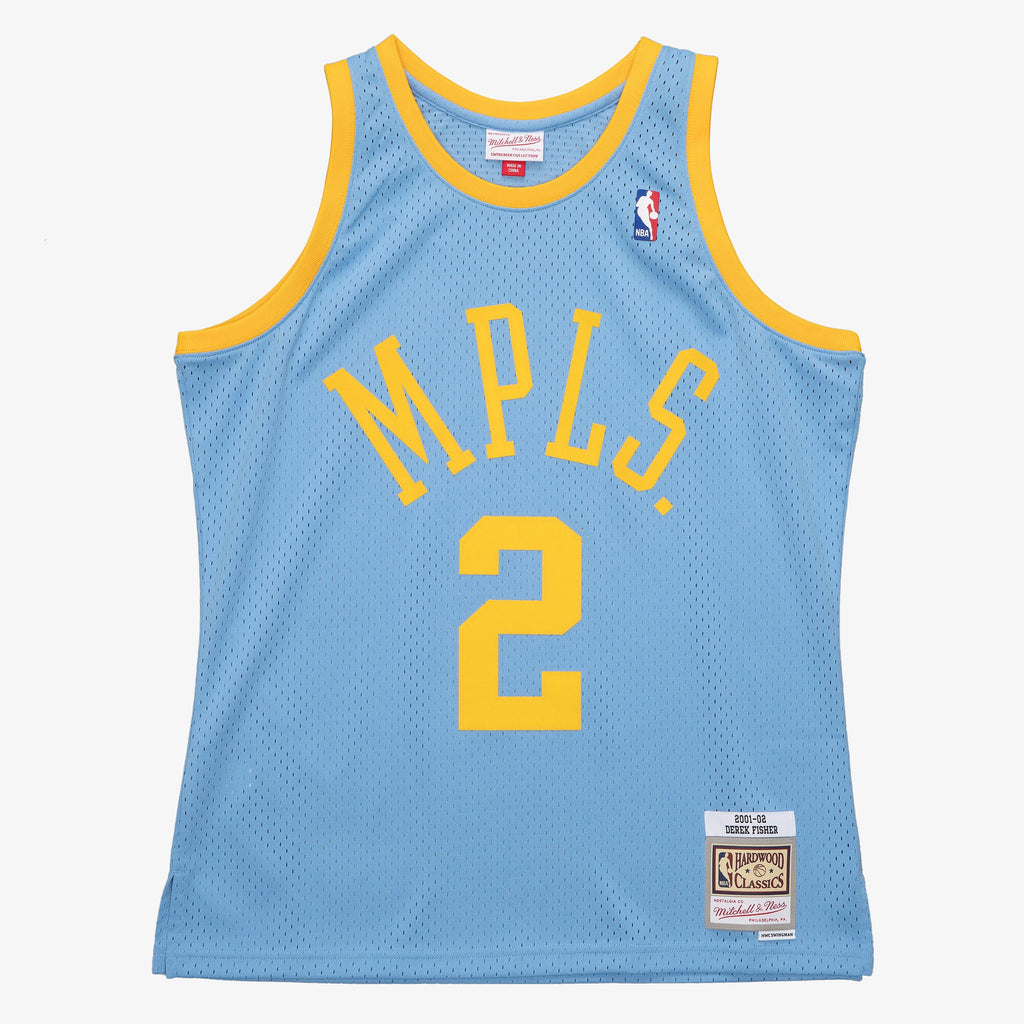 Los Angeles Lakers Mitchell & Ness Derek Fisher 2001 Swingman Authentic Jersey - Columbia Blue NBA Team Jersey Basketball Fan Apparel