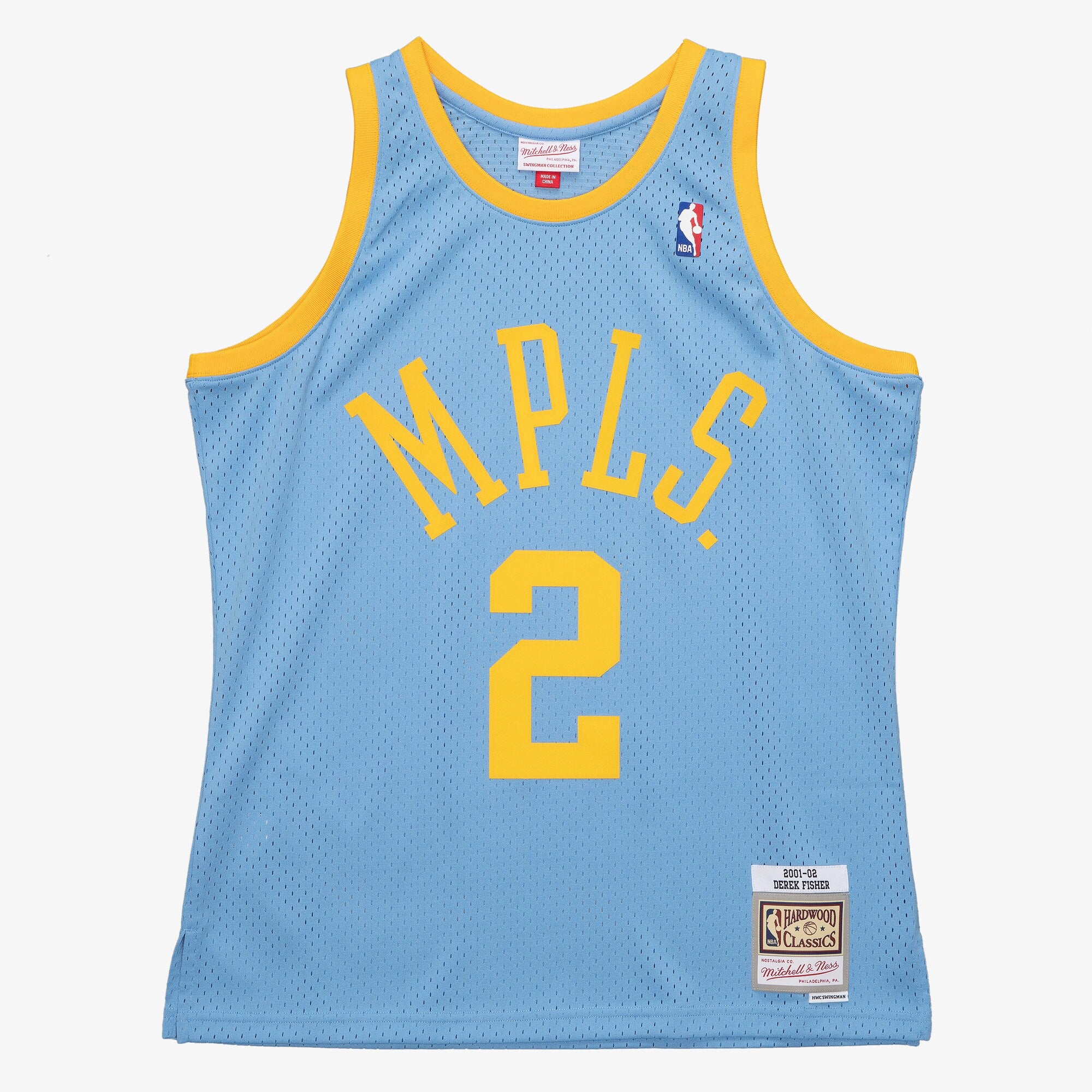 Los Angeles Lakers Mitchell & Ness Derek Fisher 2001 Swingman Authentic Jersey - Columbia Blue NBA Team Jersey Basketball Fan Apparel