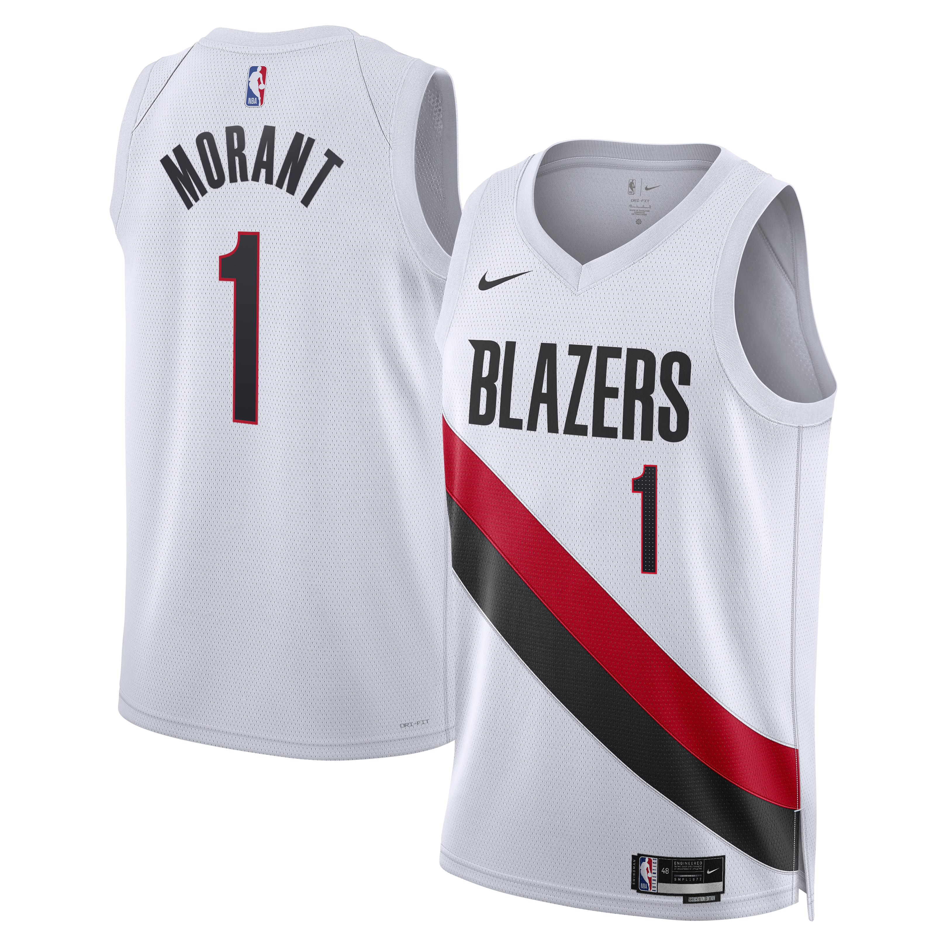 Portland Trail Blazers Nike Replica Association Edition Swingman Jersey - White - Ja Morant - Unisex NBA Team Jersey Basketball Fan Apparel