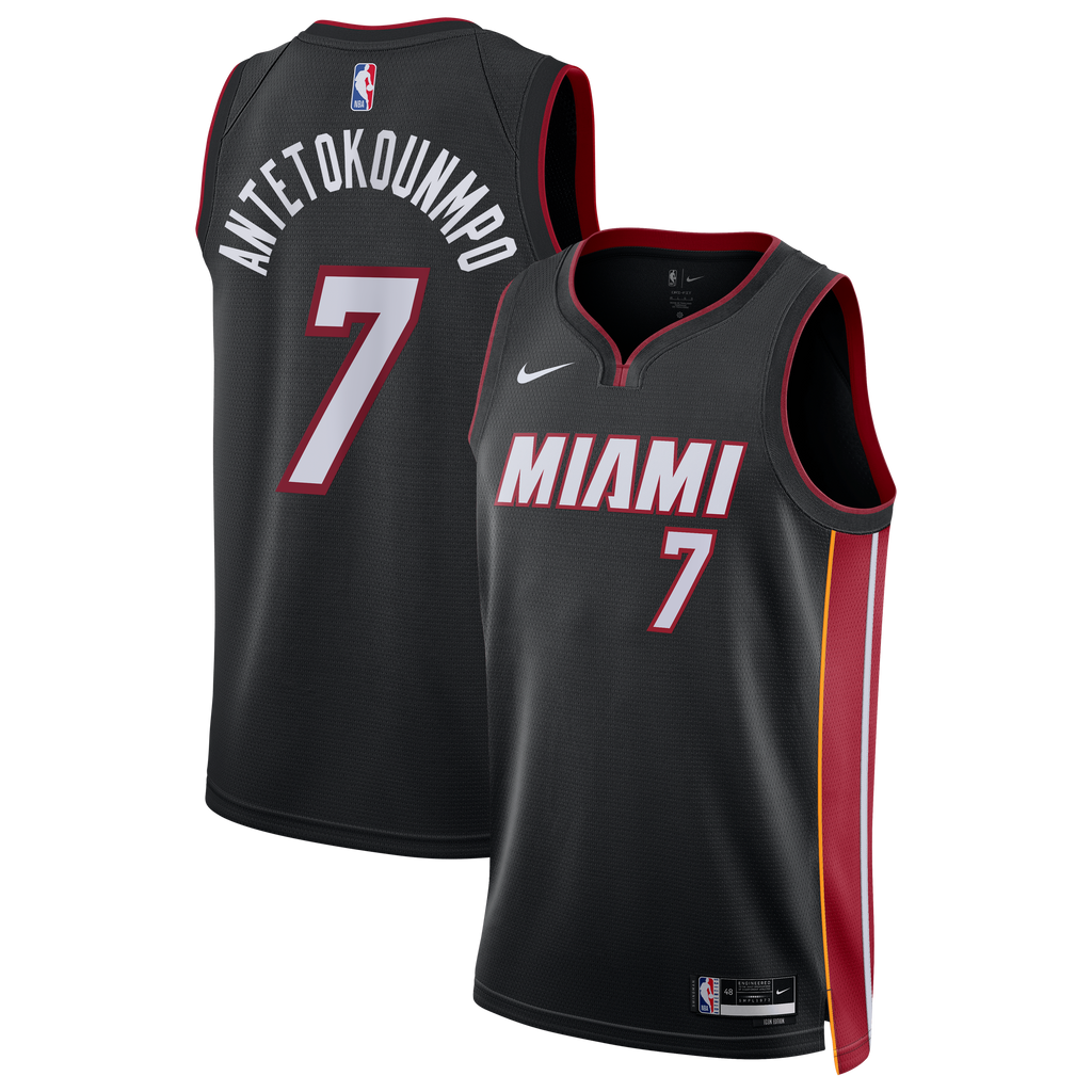 Miami Heat Nike Icon Edition Swingman Jersey - Black - Giannis Antetokounmpo - Unisex NBA Team Jersey Basketball Fan Apparel
