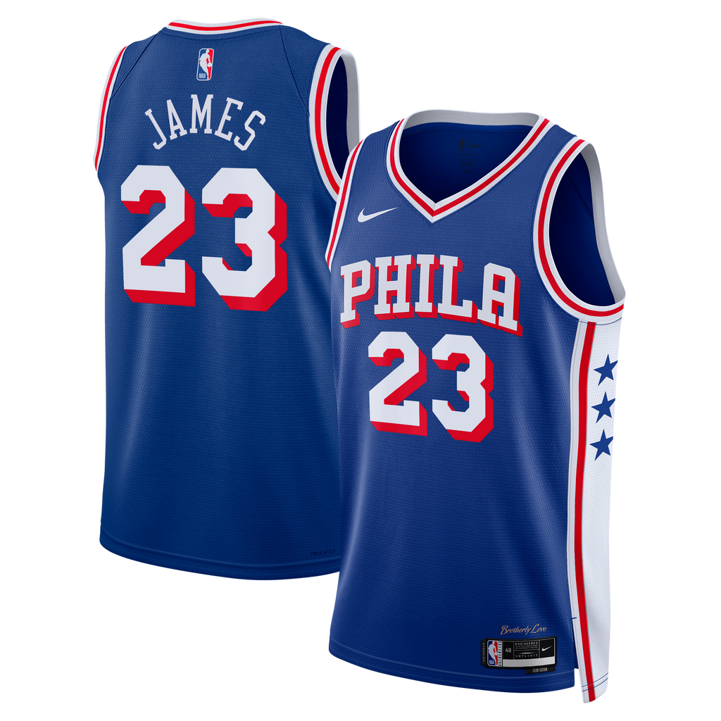 Philadelphia 76ers Nike Icon Edition Swingman Jersey - Royal - LeBron James - Youth NBA Team Jersey Basketball Fan Apparel