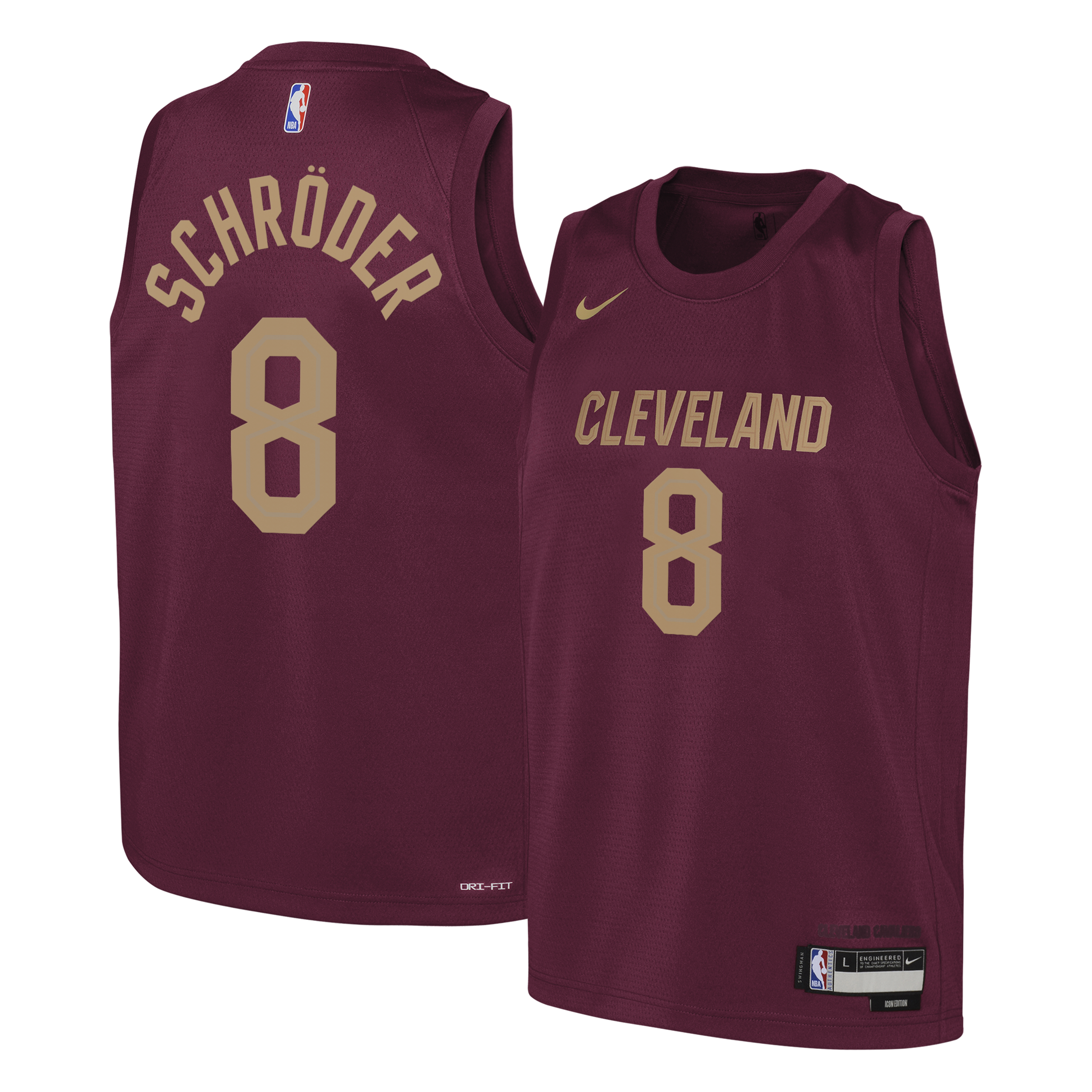 Cleveland Cavaliers Nike Icon Edition Swingman Jersey - Wine - Dennis Schröder - Youth NBA Team Jersey Basketball Fan Apparel