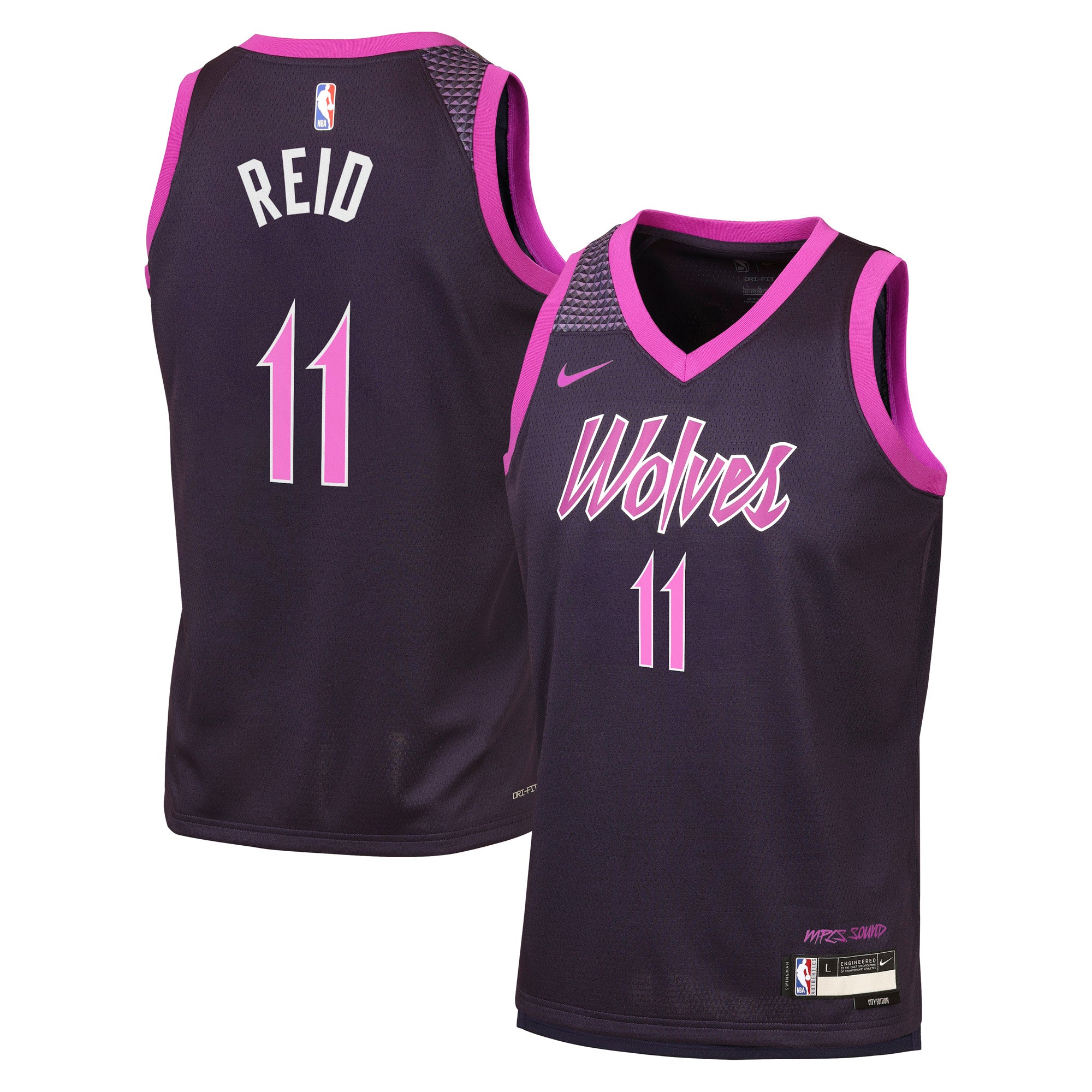 Minnesota Timberwolves Nike 2025/26 City Edition Swingman Jersey - Black - Naz Reid - Youth NBA Team Jersey Basketball Fan Apparel