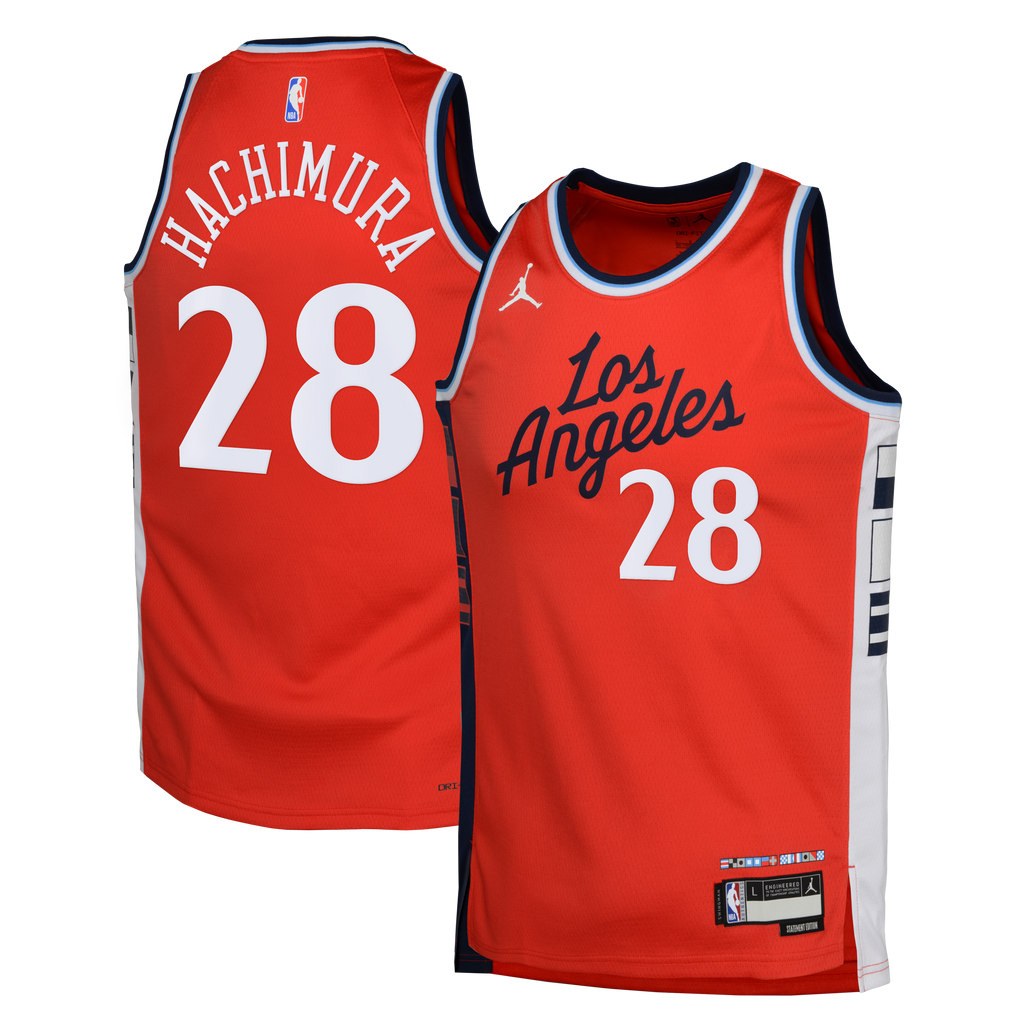 LA Clippers Jordan Brand Statement Edition Swingman Jersey - Red - Rui Hachimura - Youth NBA Team Jersey Basketball Fan Apparel
