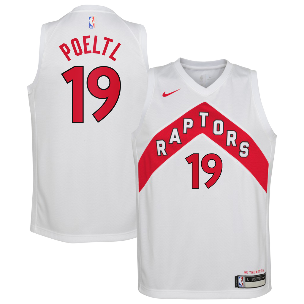 Toronto Raptors Nike Association Edition Swingman Jersey - White - Jakob Poeltl - Youth NBA Team Jersey Basketball Fan Apparel