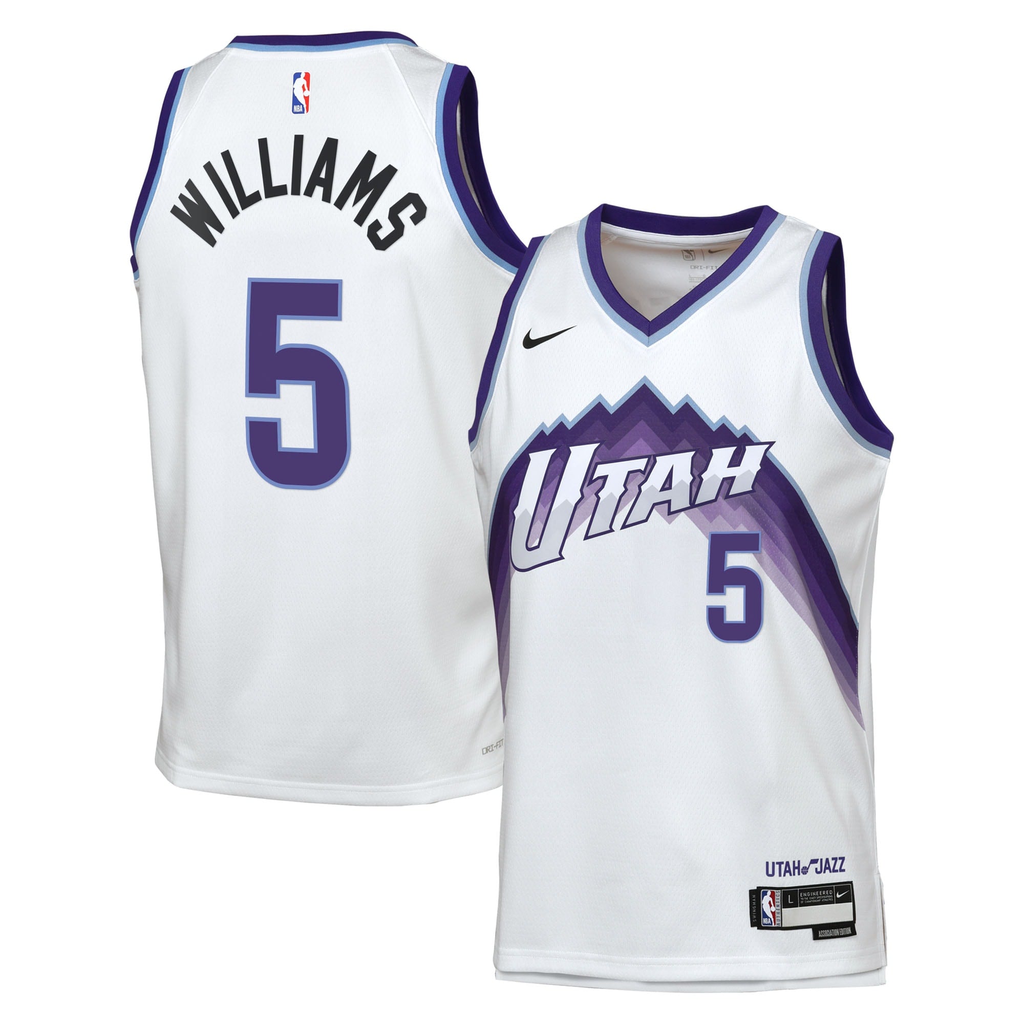 Utah Jazz Nike Replica Association Edition Swingman Jersey - White - Cody Williams - Youth NBA Team Jersey Basketball Fan Apparel