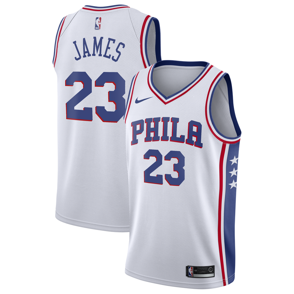 Philadelphia 76ers Nike Association Edition Swingman Jersey - White - LeBron James - Youth NBA Team Jersey Basketball Fan Apparel