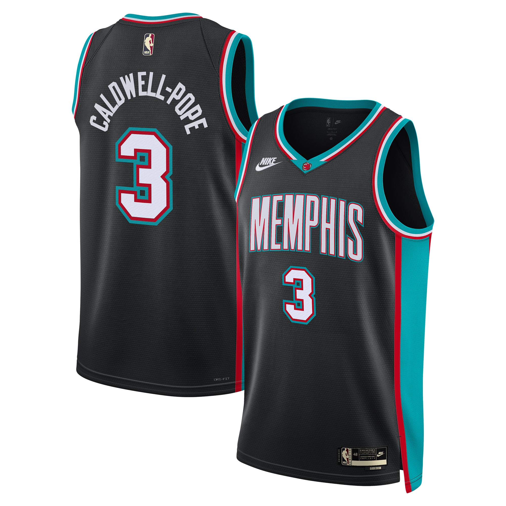 Memphis Grizzlies Nike Classic Edition Jersey - Black - Kentavious Caldwell-Pope - Unisex NBA Team Jersey Basketball Fan Apparel