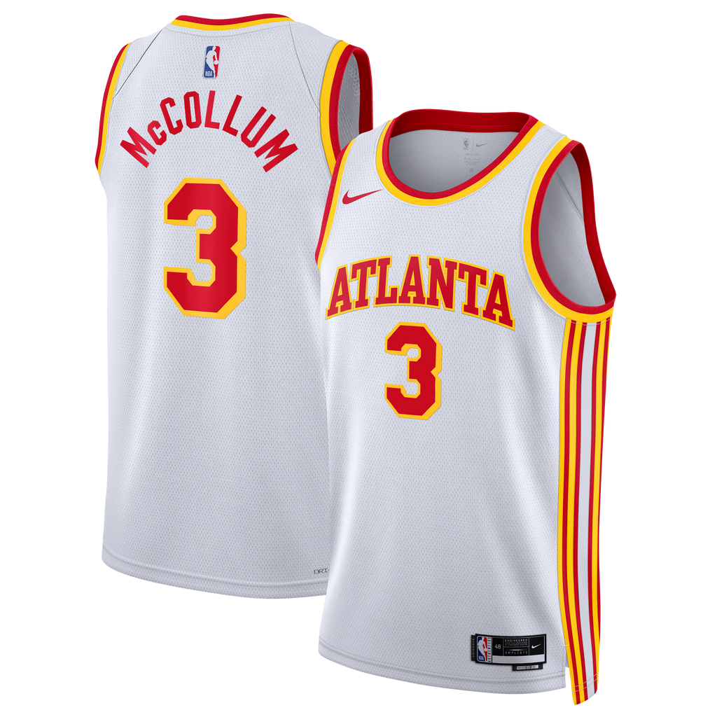 Atlanta Hawks Nike Association Edition Swingman Jersey - White - CJ McCollum - Unisex NBA Team Jersey Basketball Fan Apparel