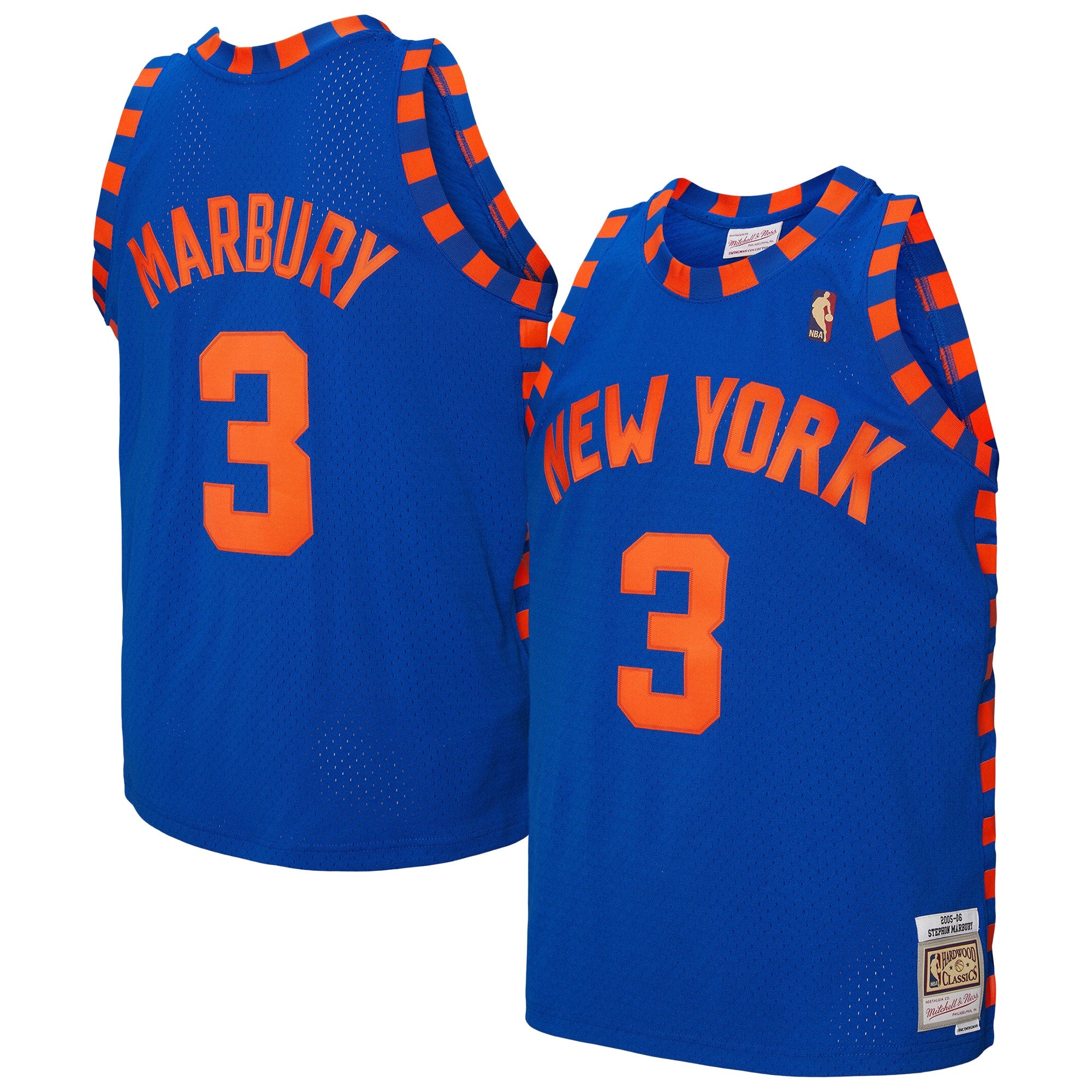 New York Knicks Mitchell & Ness Stephon Marbury 2005/06 Hardwood Classics Swingman Jersey - Blue - Men's NBA Team Jersey Basketball Fan Apparel