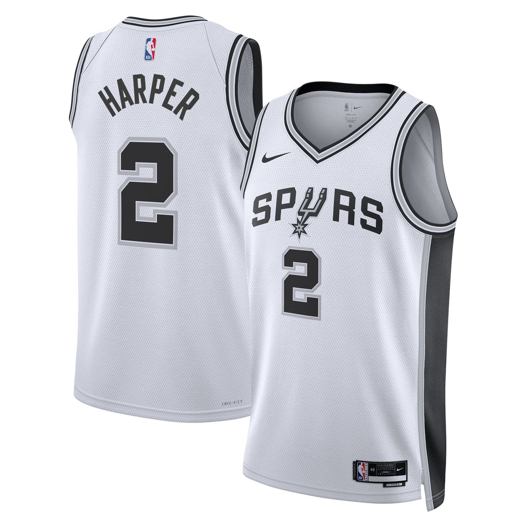 San Antonio Spurs Nike Association Edition Swingman Jersey NBA 2025 First Round Draft Pick - White - Dylan Harper - Unisex NBA Team Jersey Basketball