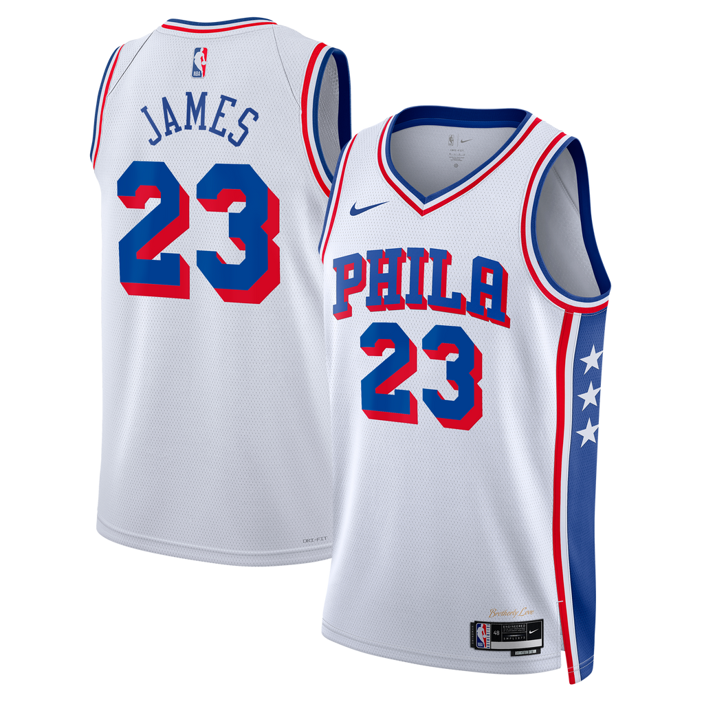 Philadelphia 76ers Nike Association Edition Swingman Jersey - White - LeBron James - Unisex NBA Team Jersey Basketball Fan Apparel