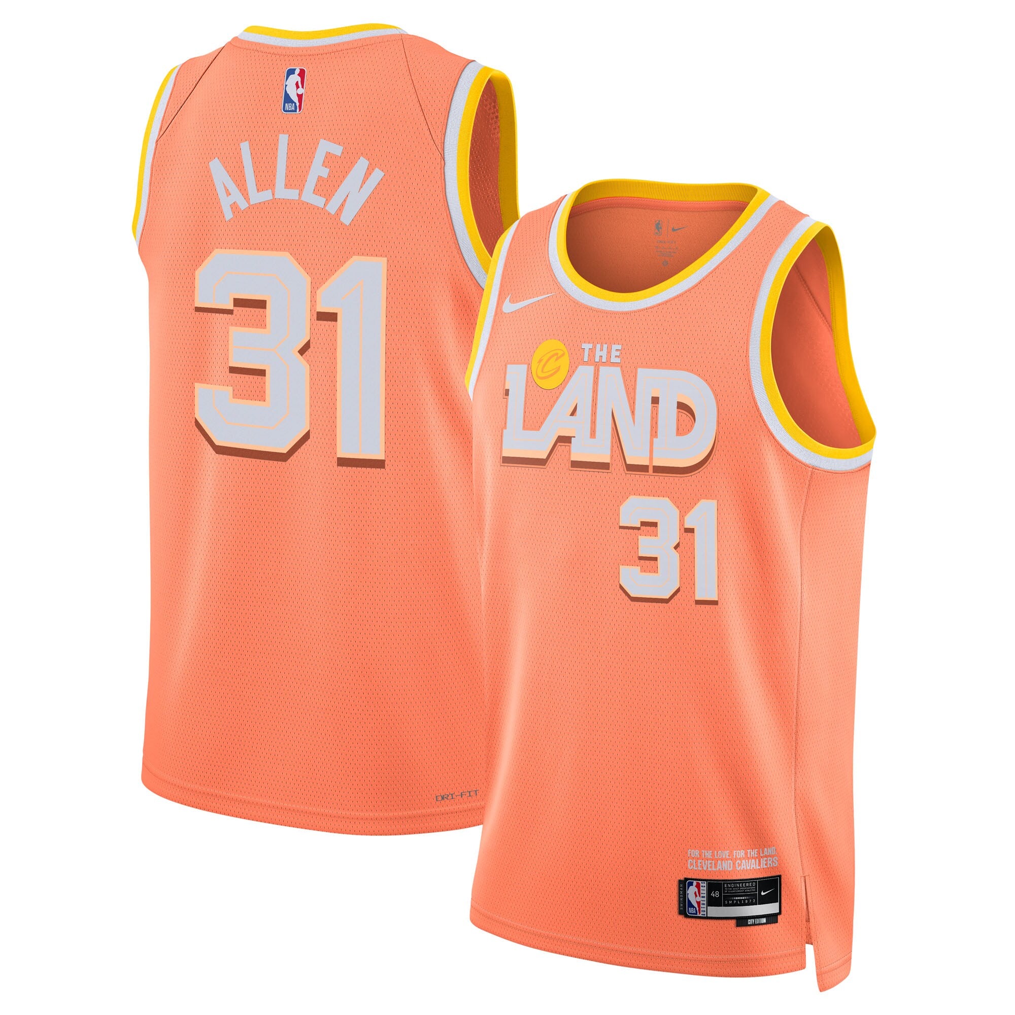 Cleveland Cavaliers Nike 2025/26 City Edition Swingman Jersey - Orange - Jarrett Allen - Unisex NBA Team Jersey Basketball Fan Apparel