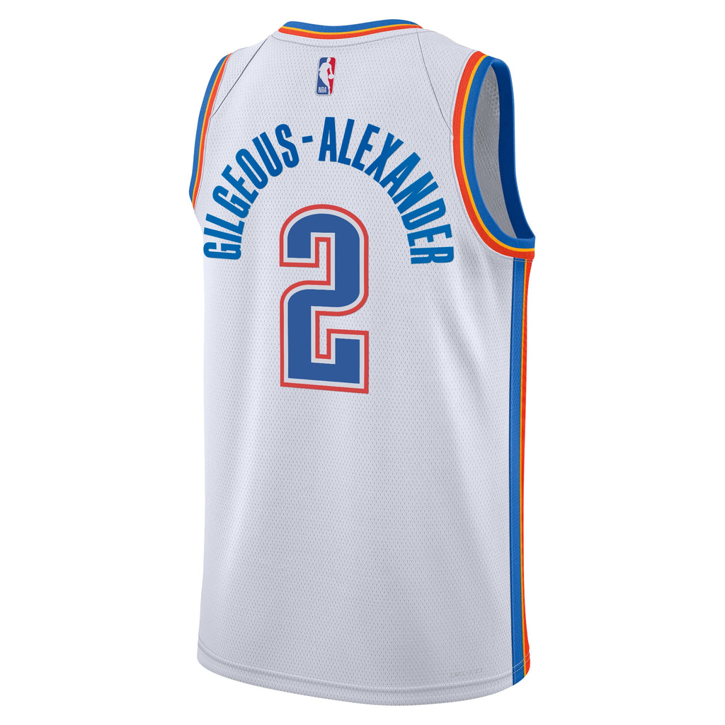 Oklahoma City Thunder Nike Association Edition Swingman Jersey - White - Shai Gilgeous-Alexander - Youth NBA Team Jersey Basketball Fan Apparel
