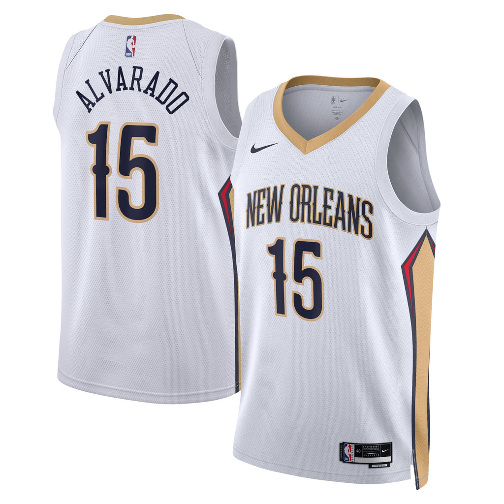 New Orleans Pelicans Nike Association Edition Swingman Jersey - White - Jose Alvarado - Unisex NBA Team Jersey Basketball Fan Apparel