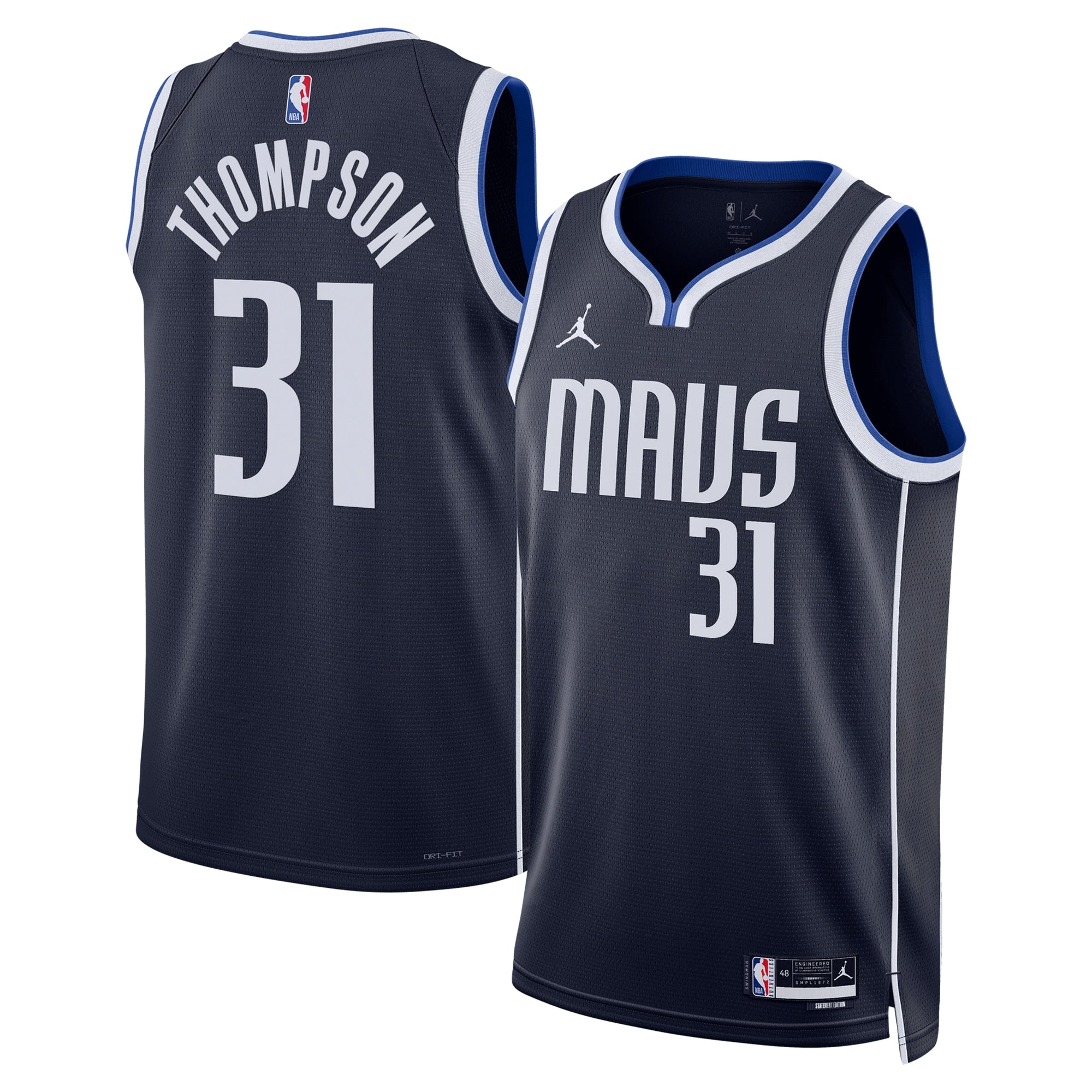 Dallas Mavericks Jordan Brand Statement Edition Swingman Jersey - Navy - Klay Thompson - Unisex NBA Team Jersey Basketball Fan Apparel
