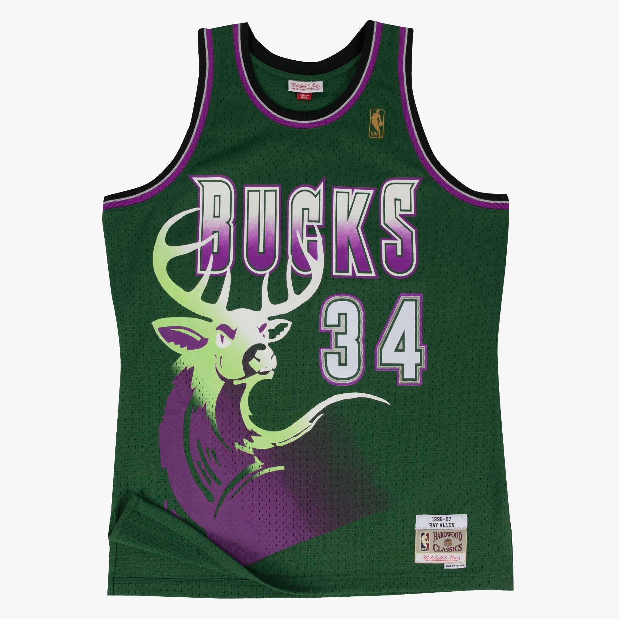Milwaukee Bucks Mitchell & Ness Swingman Jersey Alternate Ray Allen 1996-97 NBA Team Jersey Basketball Fan Apparel