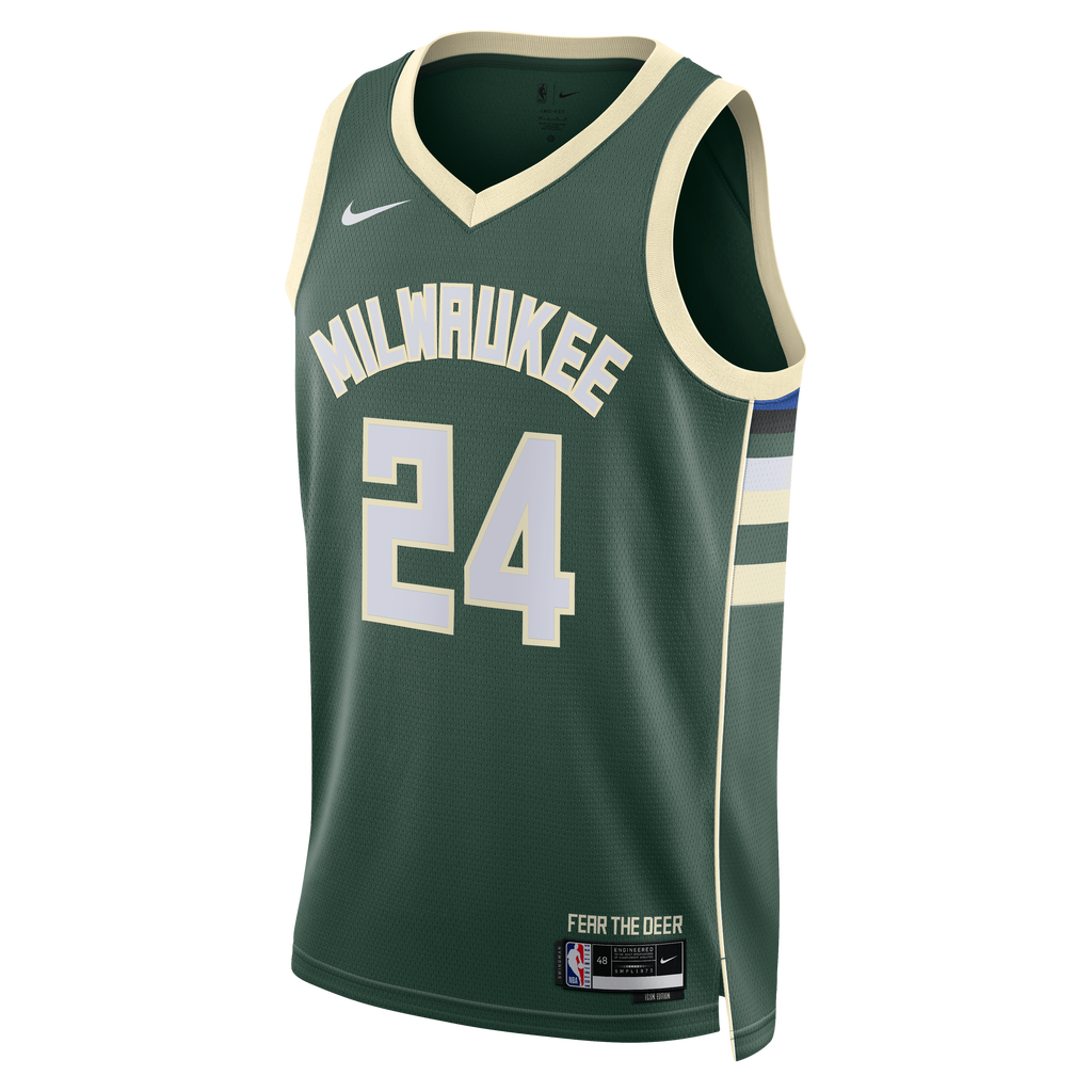 Milwaukee Bucks Nike Icon Edition Swingman Jersey - Hunter Green - Jaime Jaquez Jr. - Unisex NBA Team Jersey Basketball Fan Apparel